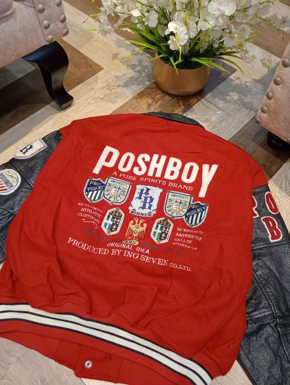 Japanese Brand VINTAGE POSHBOY PATCHES VARSITY JACKET Size US L / EU 52-54 / 3 - 10 Thumbnail