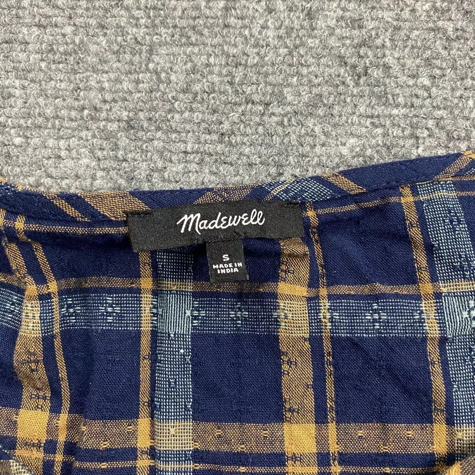 Madewell Madewell Top Women's Small Blue Madras Short Sleeve Crop S Size S / US 4 / IT 40 - 2 Thumbnail