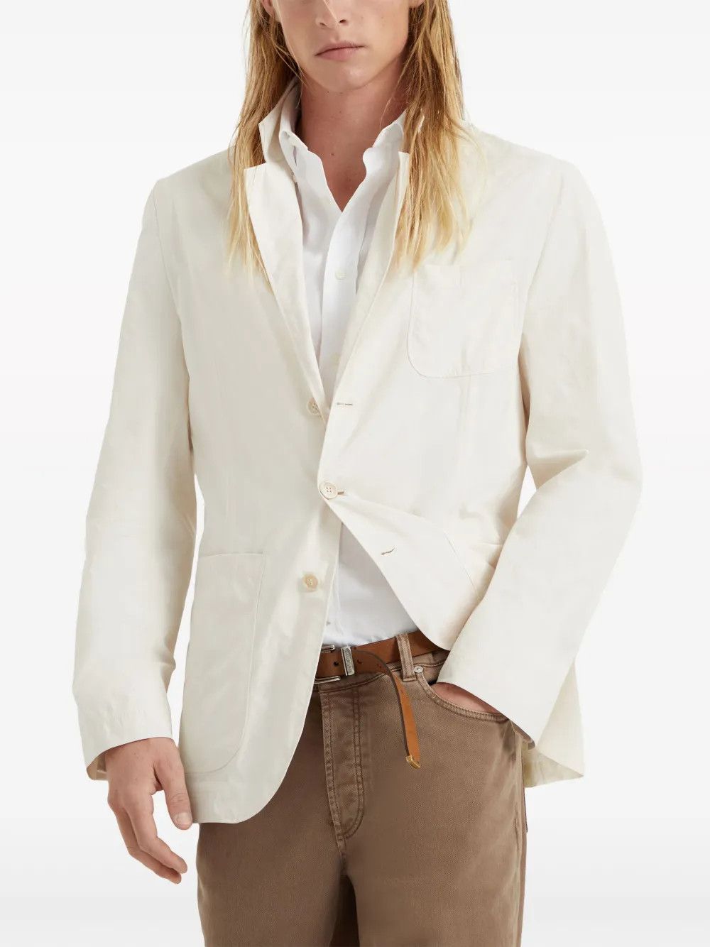 Brunello Cucinelli Jacket Water Resistant in Open White Size US M / EU 48-50 / 2 - 1 Thumbnail
