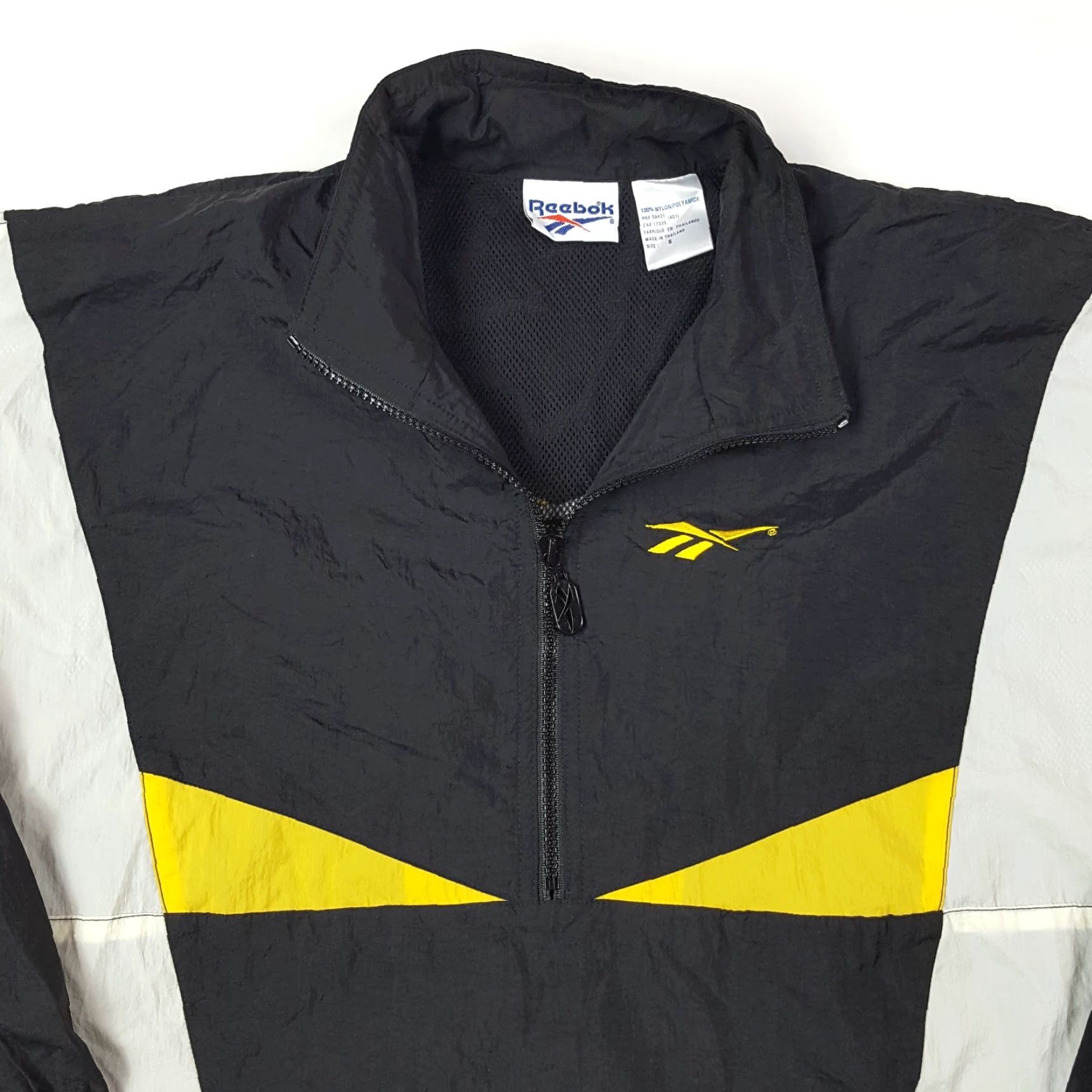 Reebok VINTAGE Reebok Women's Jacket S Black Yellow Windbreaker Logo Zip Up Retro 90s Casual Sports Size S / US 4 / IT 40 - 2 Thumbnail