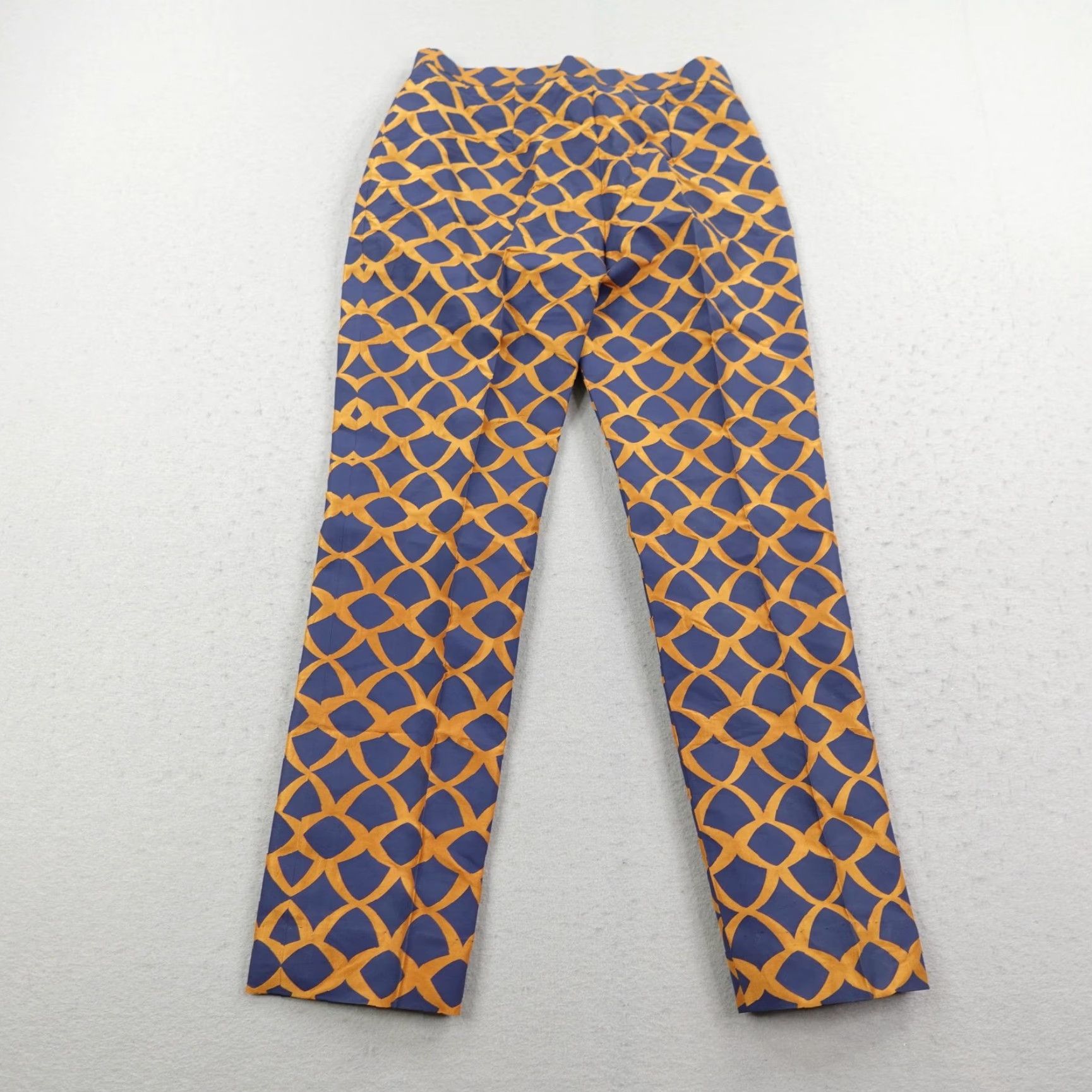 Vintage SANIA MASKATIYA Dress Pants Womens Small Blue Orange Geometric Print Lightweight Slacks NEW Size 28" / US 6 / IT 42 - 6 Thumbnail
