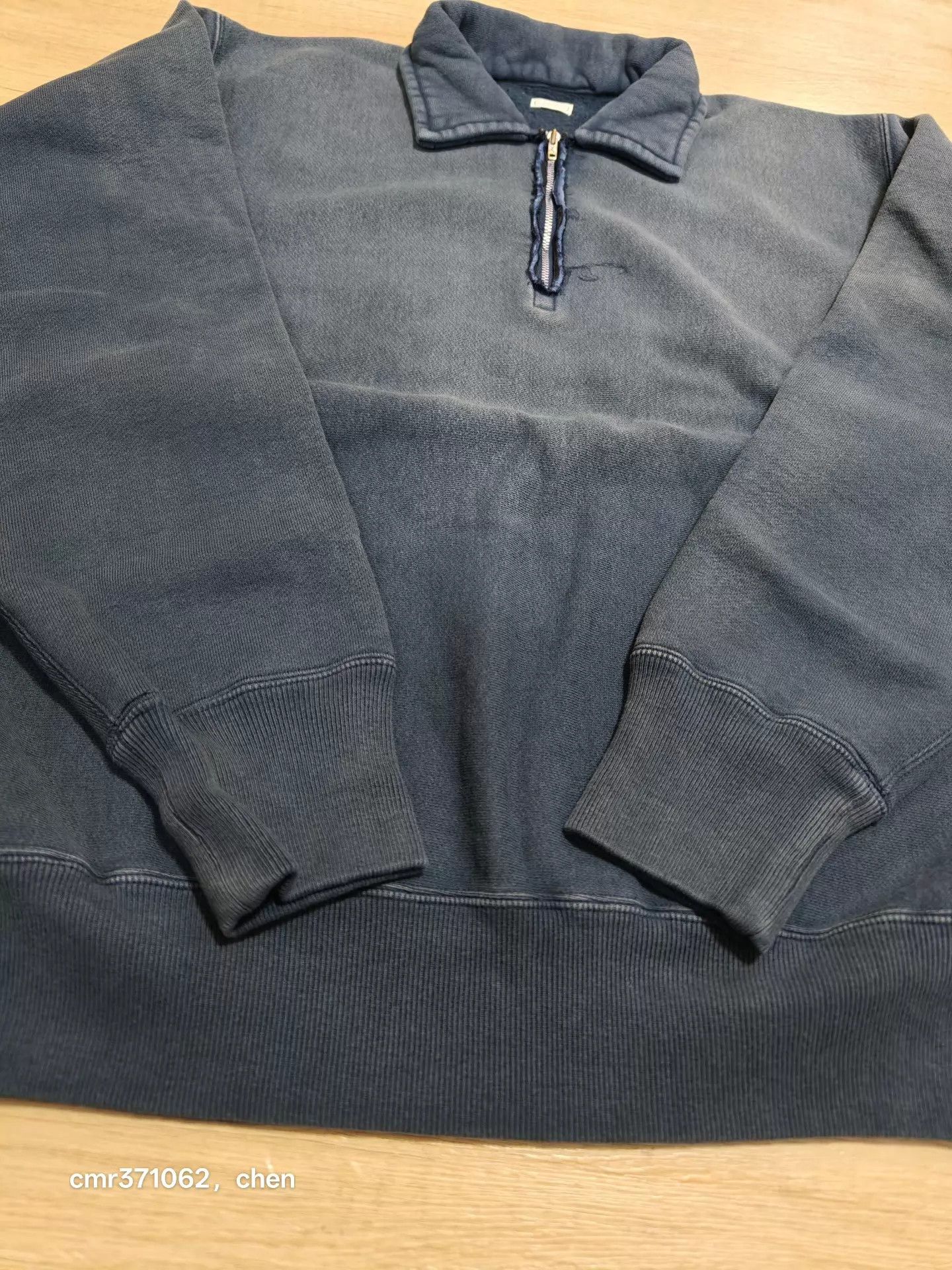 A.PRESSE AP 26SS Retro Distressed Half-Zip Sweatshirt Blue2/3 Size US M / EU 48-50 / 2 - 5 Thumbnail