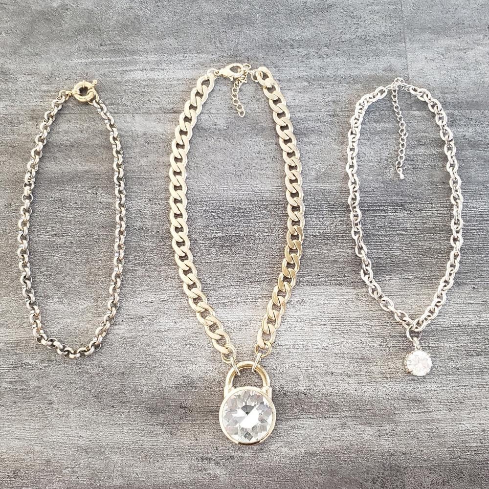 Designer Double Diamond Chain Necklace Bundle Size ONE SIZE - 1 Thumbnail