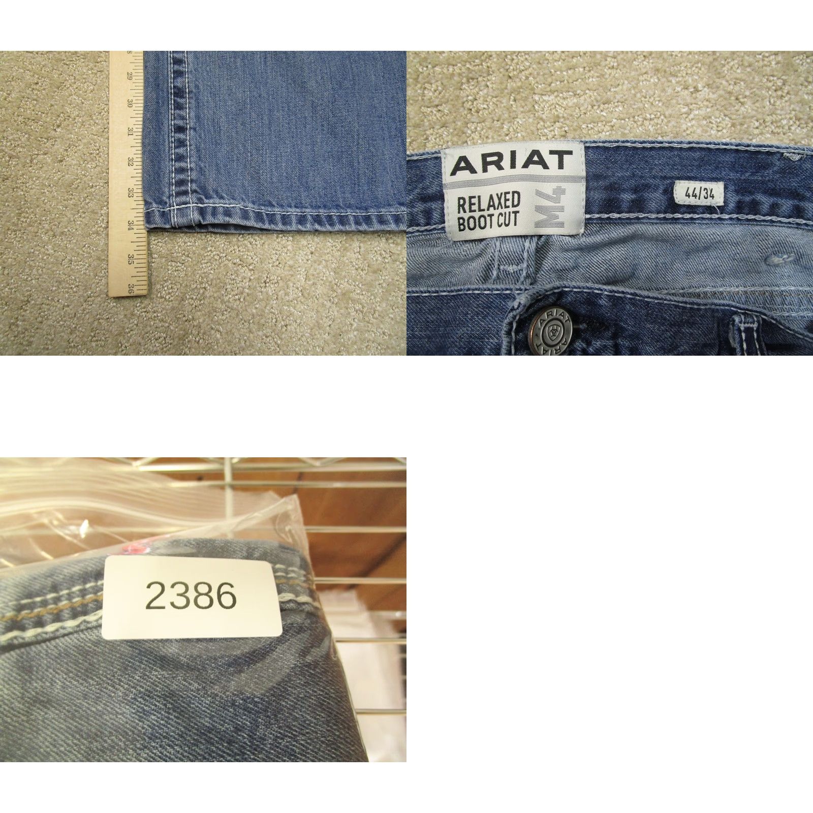 Ariat Ariat Jeans M4 Bootcut 44x34 Jeans Blue Light Wash 5-Pocket Logo Cowboy Mens Size US 44 / EU 60 - 8 Thumbnail