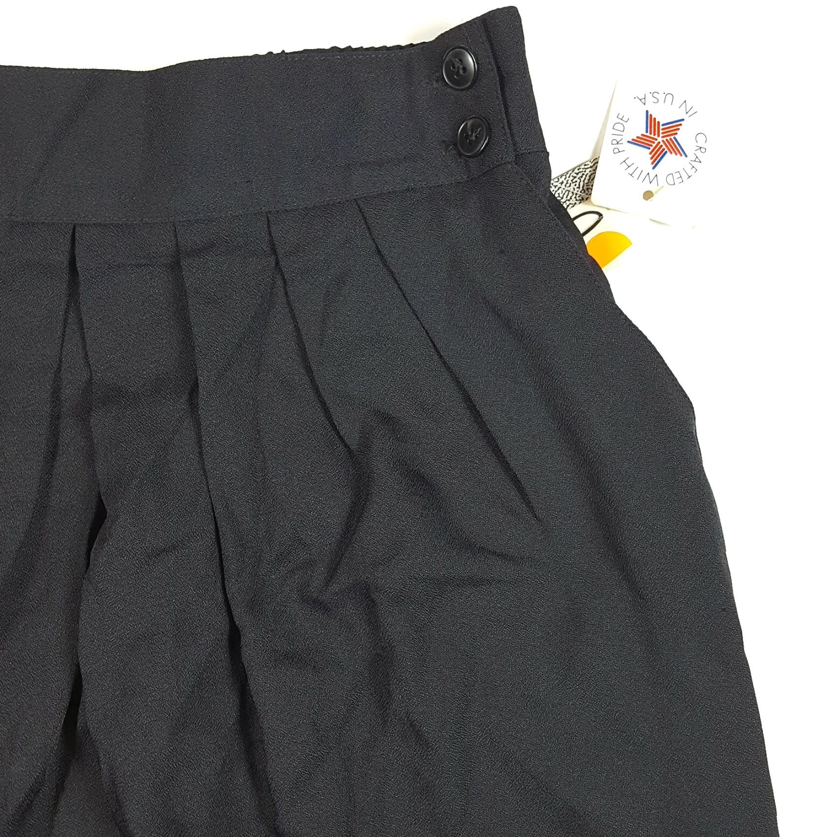 Vintage VINTAGE Joan Walters Black Pencil Straight Knee Length Skirt, Size 12, High Rise, Button Closure, All Seasons, 80s 90s, Womens, New with Tags Size 34" / US 12 / IT 48 - 3 Thumbnail