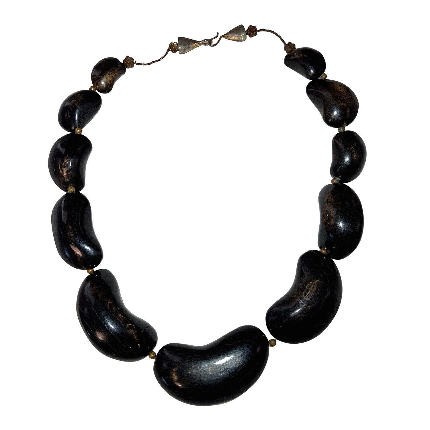 Designer Hand Made Carved Bull Horn Bean Shaped Bead Necklace Size ONE SIZE - 3 Thumbnail