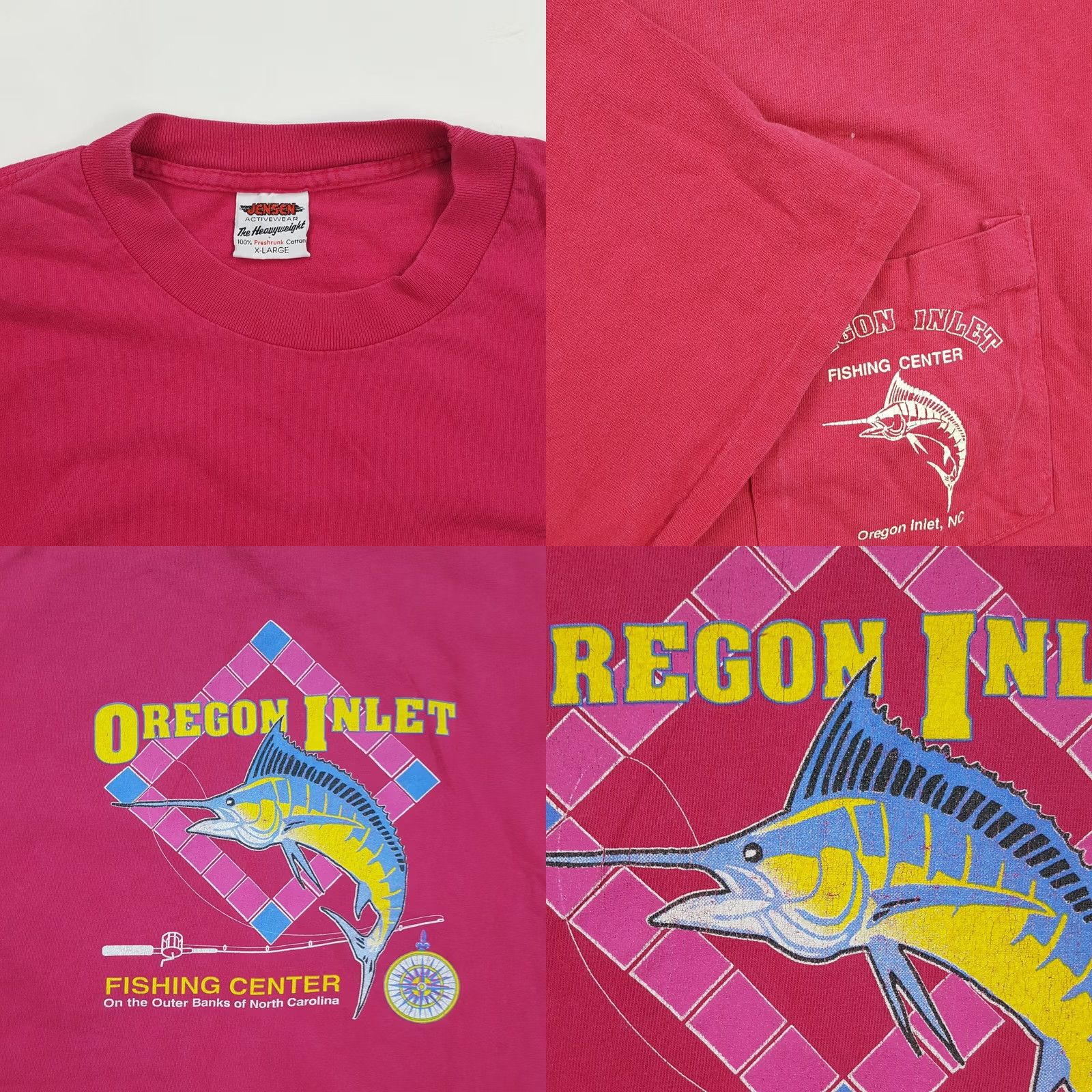 Pinko VINTAGE Oregon Fishing Distressed Pink Mens XL T Shirt 90s Size US XL / EU 56 / 4 - 8 Thumbnail