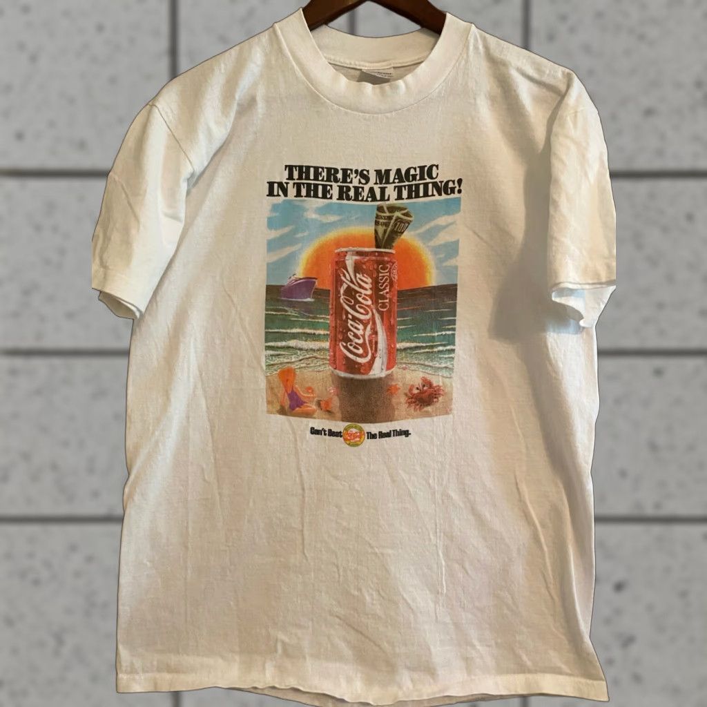 Vintage VINTAGE Coca Cola Made In USA Size Large T-Shirt Men White 80s 90s Real Thing Stedman Crew Neck Short Sleeve Size US L / EU 52-54 / 3 - 1 Thumbnail