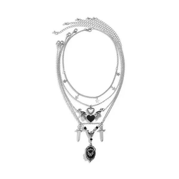 Japanese Brand × Vintage Goth Demon Wings Sword Black Heart Pendant Necklace Size ONE SIZE - 4 Thumbnail