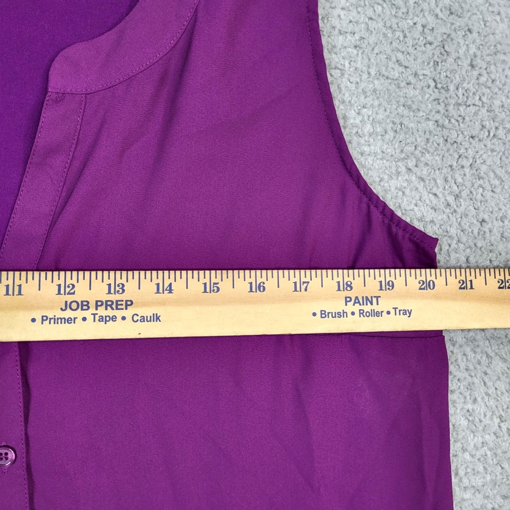 Vintage I.N.C International Concepts Purple Button-Up Blouse XL Womens Shirt V-Neck Sleeveless Spa? Size XL / US 12-14 / IT 48-50 - 3 Thumbnail