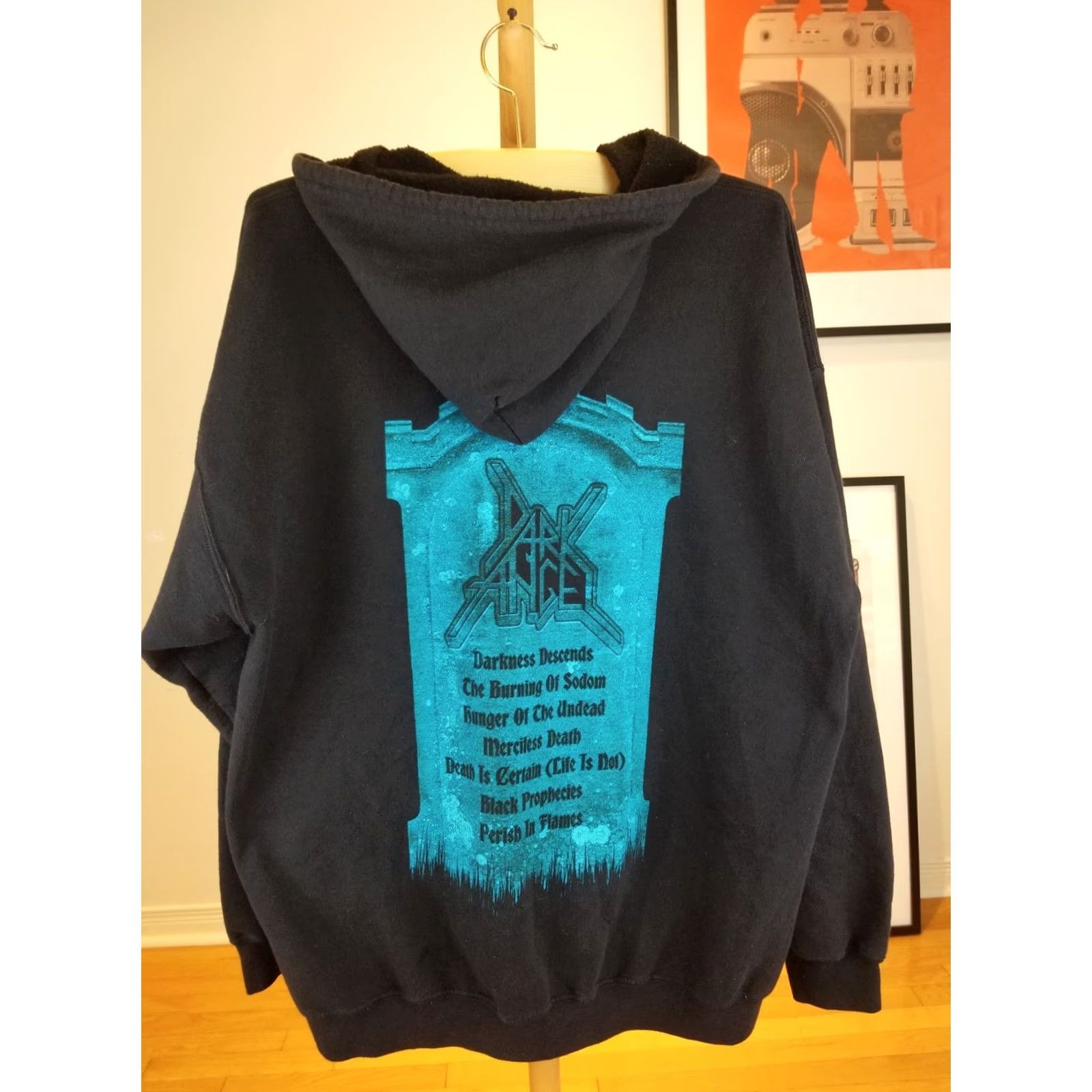 Vintage VINTAGE 90' DARK ANGEL DARKNESS DESCENDS TRASHED METAL FULL ZIP UP HOODIES XL BLACK Mens Hoodie 90s Concert Theme Size US XL / EU 56 / 4 - 6 Thumbnail