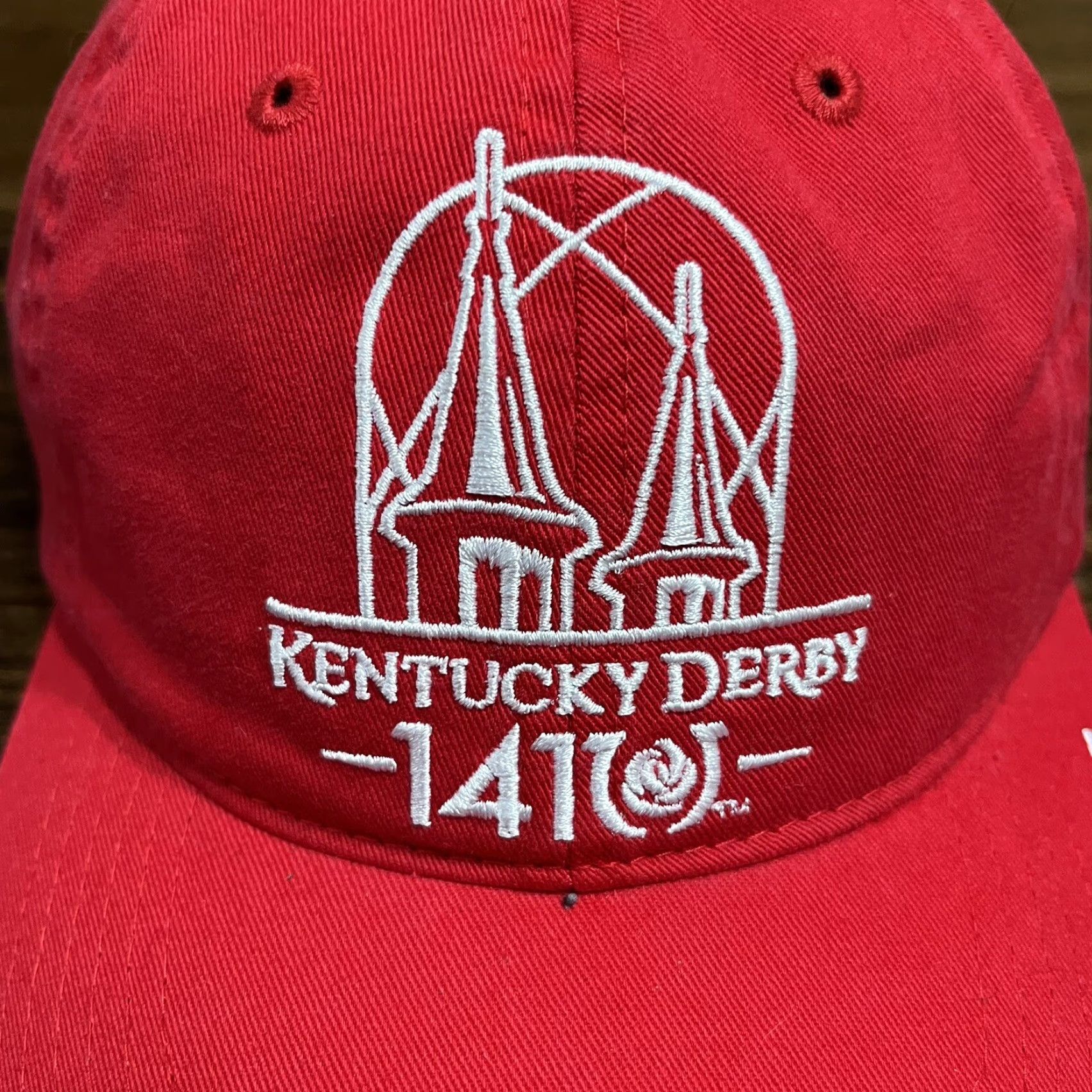 Vintage Main Gate Kentucky Derby Hat Cap Strap Men’s Red Cotton Embroidered Baseball Cap USA 90s Outdoor Adjustable One Size Mens Size ONE SIZE - 5 Thumbnail
