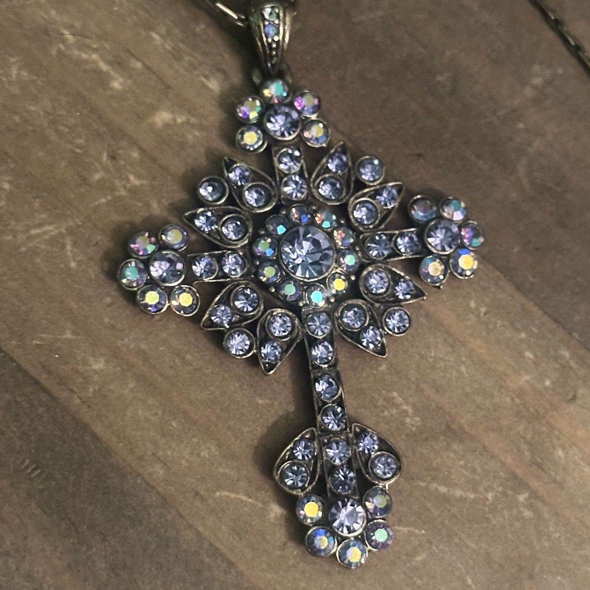 Other Kirks Folly brass tone AB rhinestone cross pendant necklace Size ONE SIZE - 3 Thumbnail