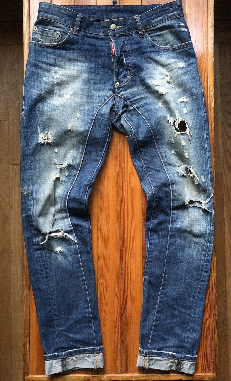 Dsquared2 DSQUARED2 Crazy Distressed Anchor Biker Jeans Size US 31 - 6 Thumbnail