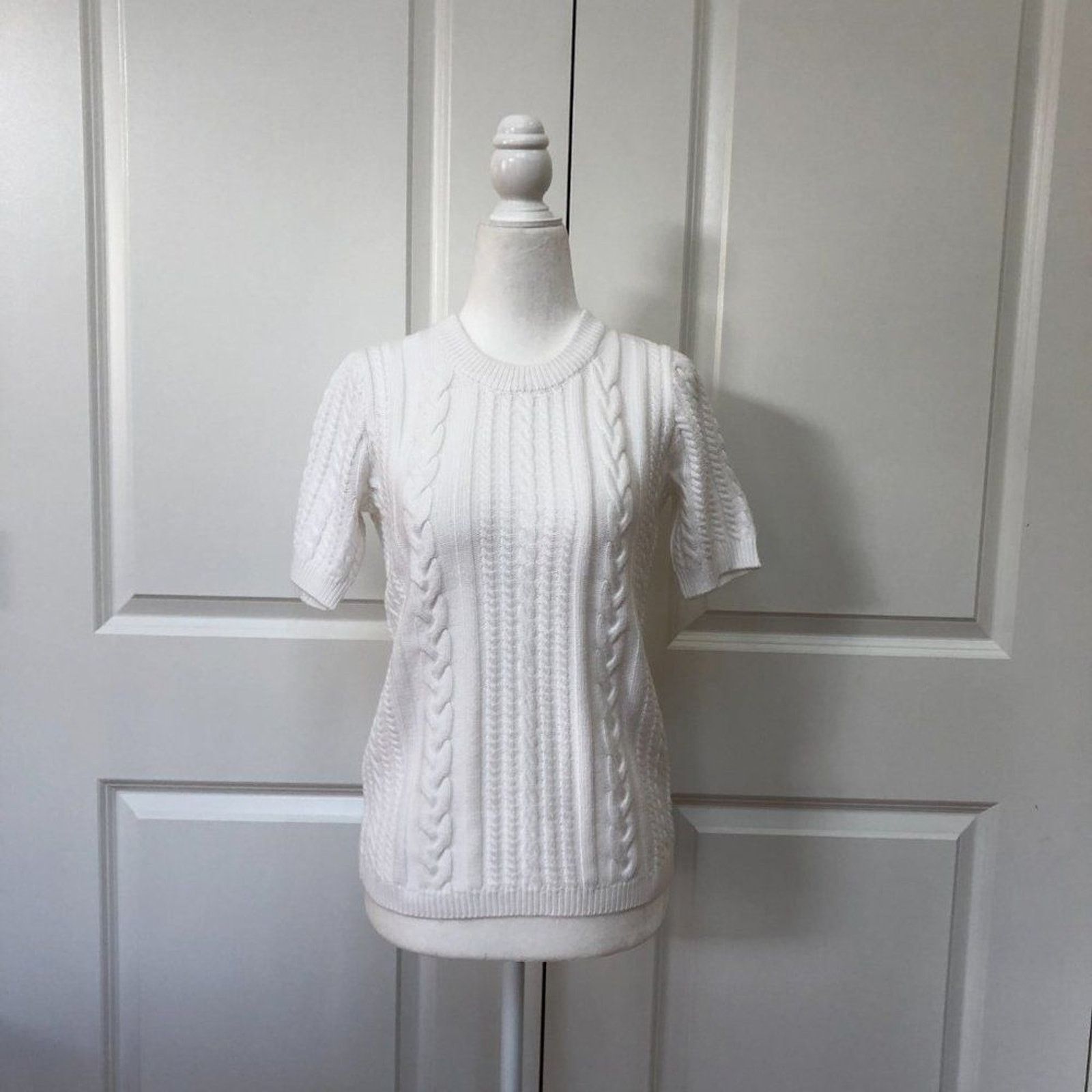 Magaschoni Short Sleeve Cable Knit Sweater from MAGASCHONI Size S / US 4 / IT 40 - 2 Thumbnail