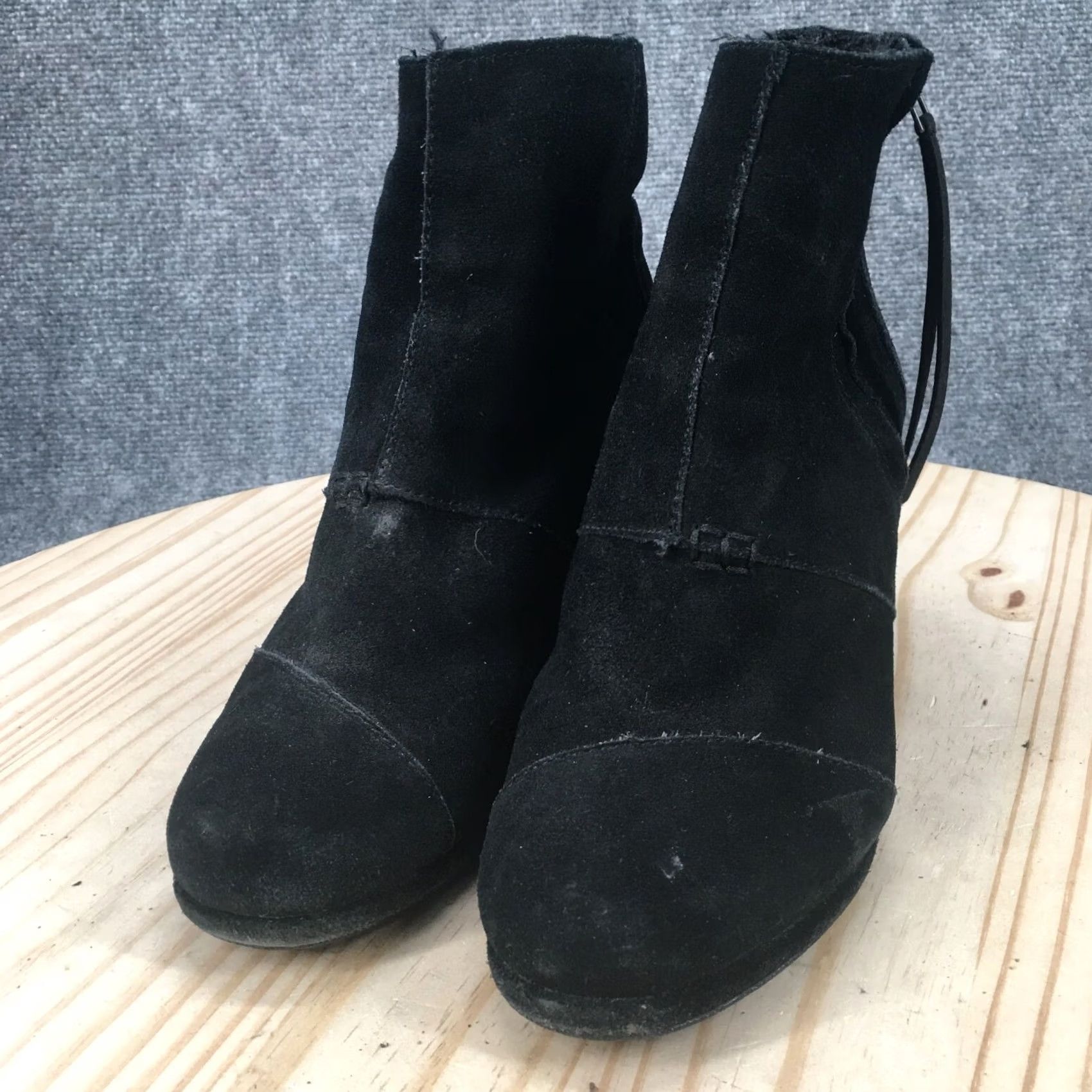Toms Toms Boots Womens 9 Desert Black Comfort Side Zip Round Toe Casual Wedge Heels Size US 9 / IT 39 - 6 Thumbnail