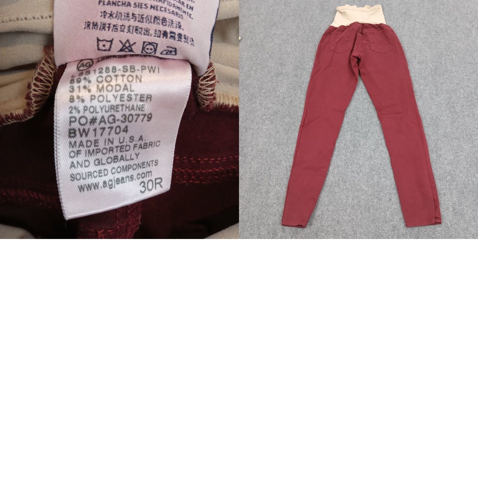 Vintage Adriano Goldschmied Womens Maternity Jeans Size 30 Red Super Skinny Stretch Size 30" / US 8 / IT 44 - 8 Thumbnail