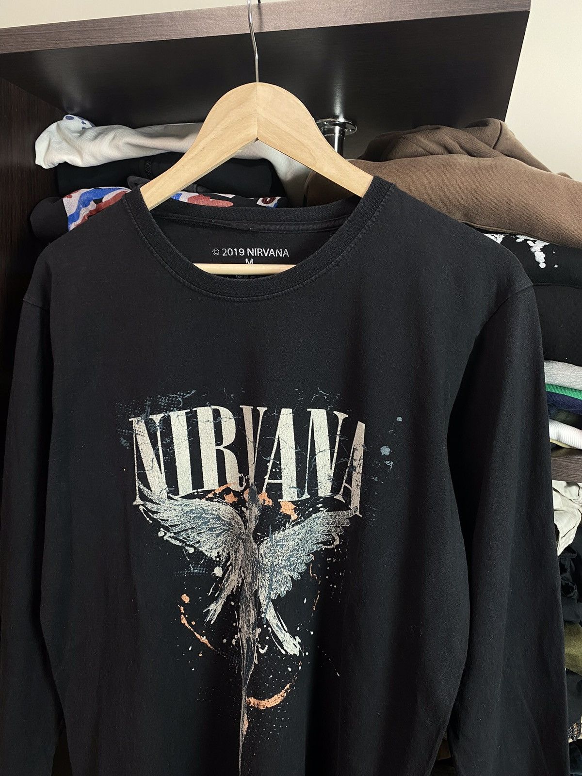Band Tees × Nirvana × Vintage Nirvana 2019 Logo Black Long Sleeve Tee Size US M / EU 48-50 / 2 - 4 Thumbnail