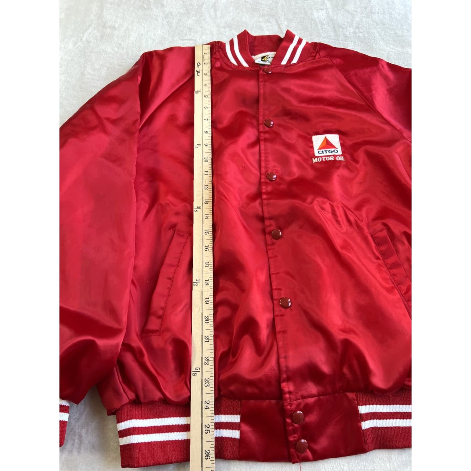 Vintage VINTAGE K-Brand Citgo Motor Oil Button Up Satin Jacket Mens Large Red 80s Bomber Jacket Size US L / EU 52-54 / 3 - 3 Thumbnail
