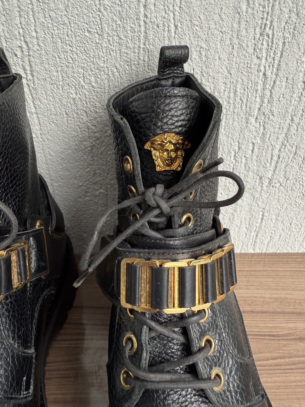 Versace ❗️🔥Medusa logo strapped combat boots Size US 7.5 / EU 40-41 - 10 Thumbnail