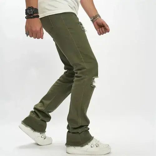 Japanese Brand Knee Holes Ripped Men Slim Fit Jean Size US 34 / EU 50 - 4 Thumbnail