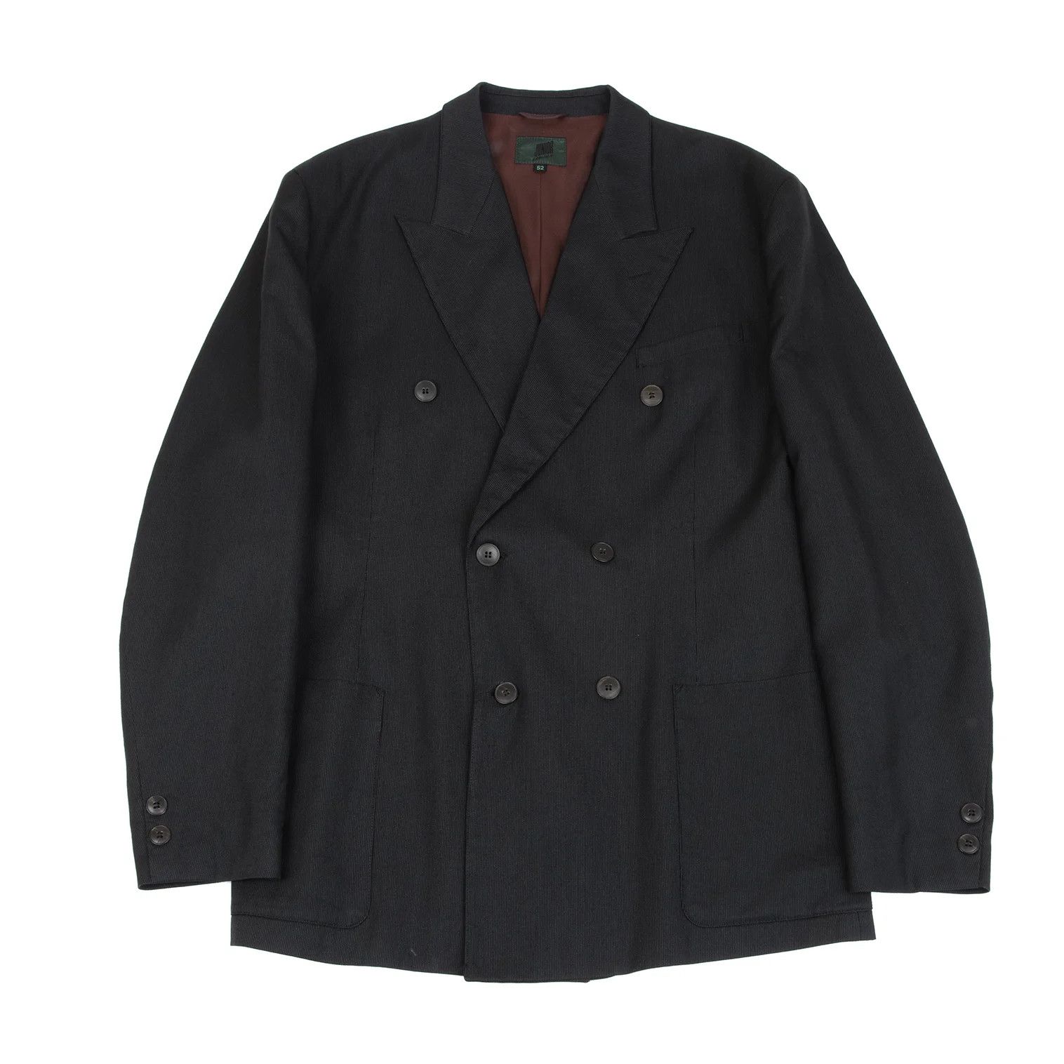 Cotton Rayon Pinstripe Peak Lapel Jacket Charcoal 52