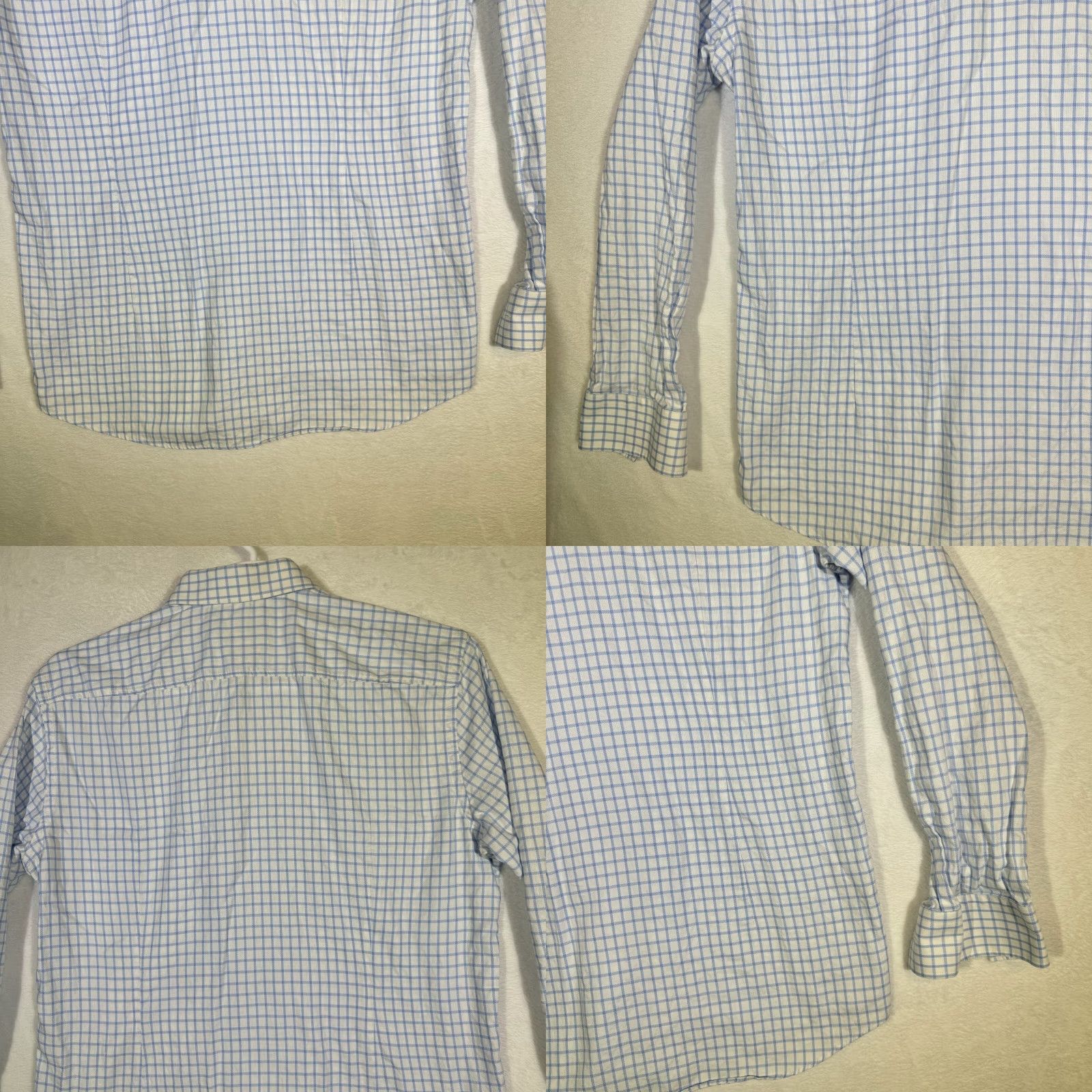 Hugo Boss Hugo Boss Dress Shirt Blue White Check Slim Fit 17 / XL Button-Up French Cuff Mens Size 46R - 8 Thumbnail