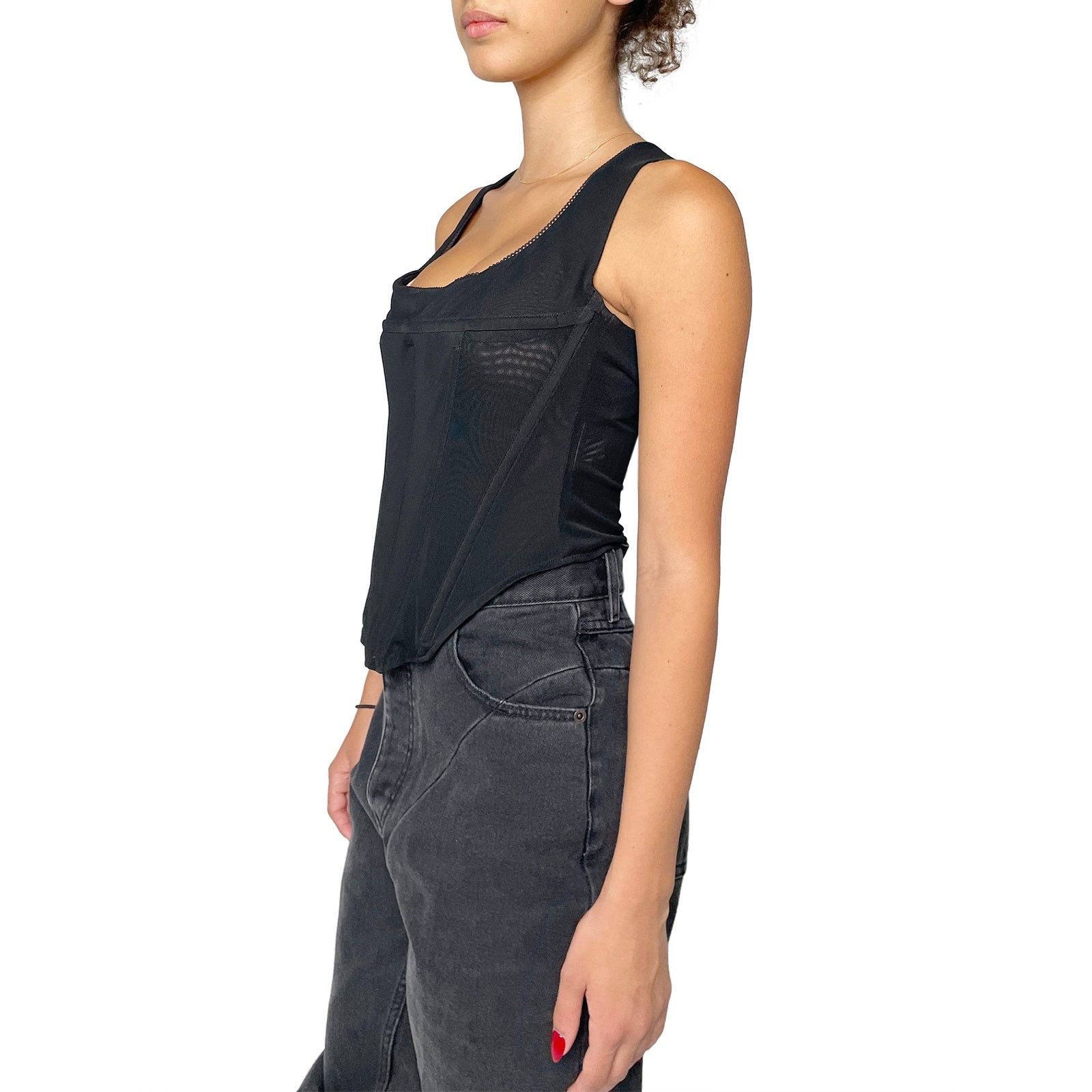 Miaou Black Mesh Sleeveless Corset Top Size M / US 6-8 / IT 42-44 - 4 Thumbnail