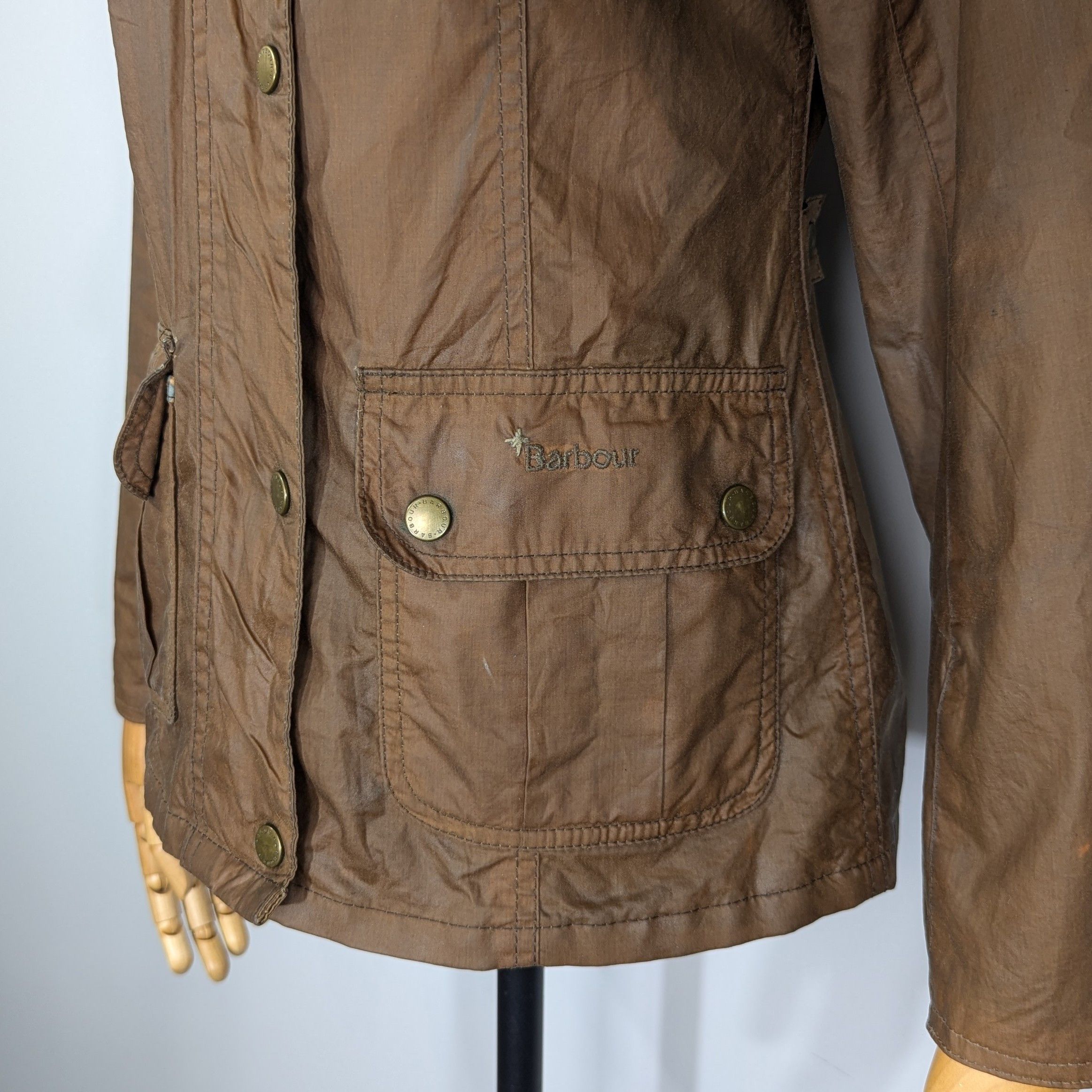 Barbour Barbour Emma Waxed Women's Jacket Brown Waxed Cotton Size S / US 4 / IT 40 - 4 Thumbnail