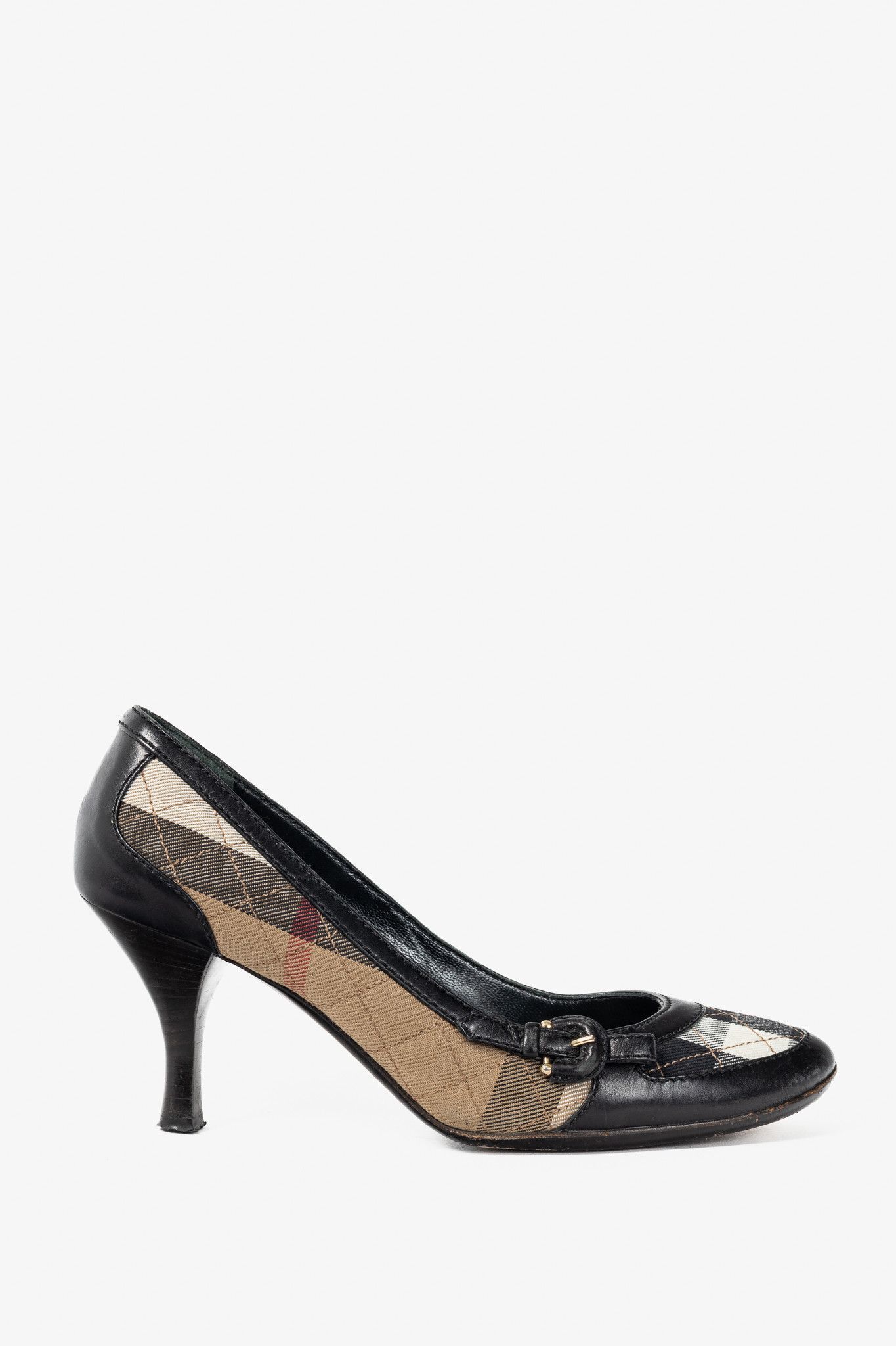 Burberry Burberry House Check & Leather Buckle Pumps Size US 6.5 / IT 36.5 - 1 Thumbnail