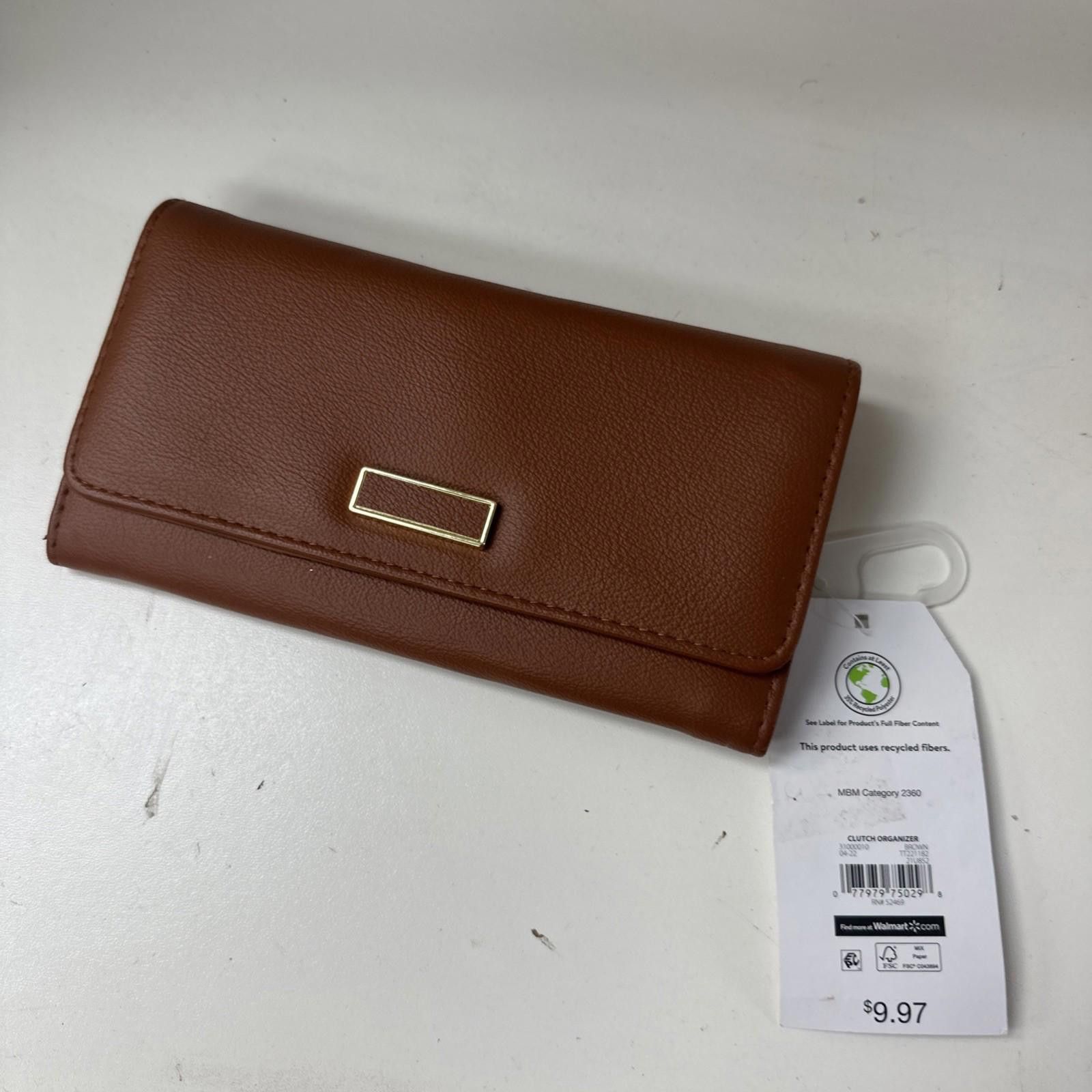 Other Time Tru Brown Faux Leather Clutch Organizer Size ONE SIZE - 1 Thumbnail