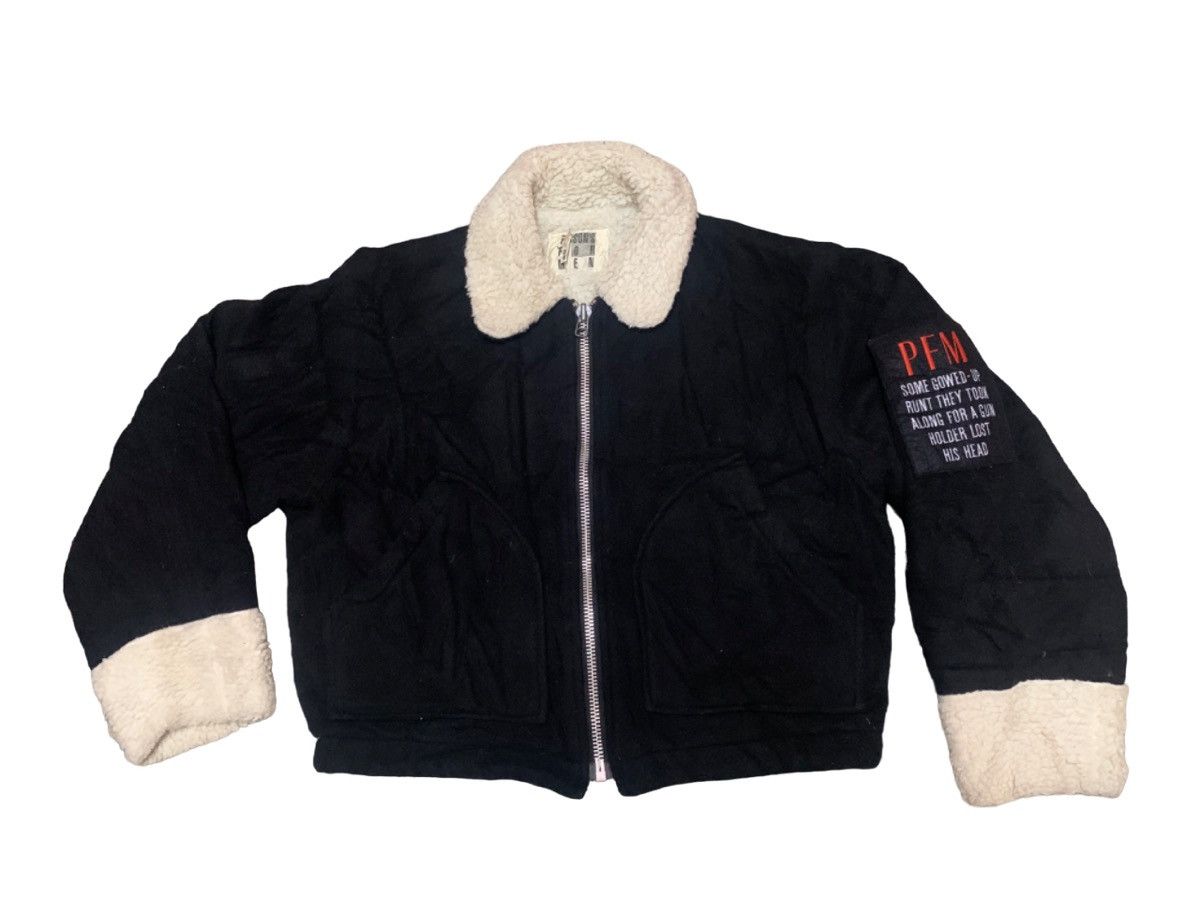 90s PERSONS FOR MEN WOOL SHERPA EMBROIDERED JACKET