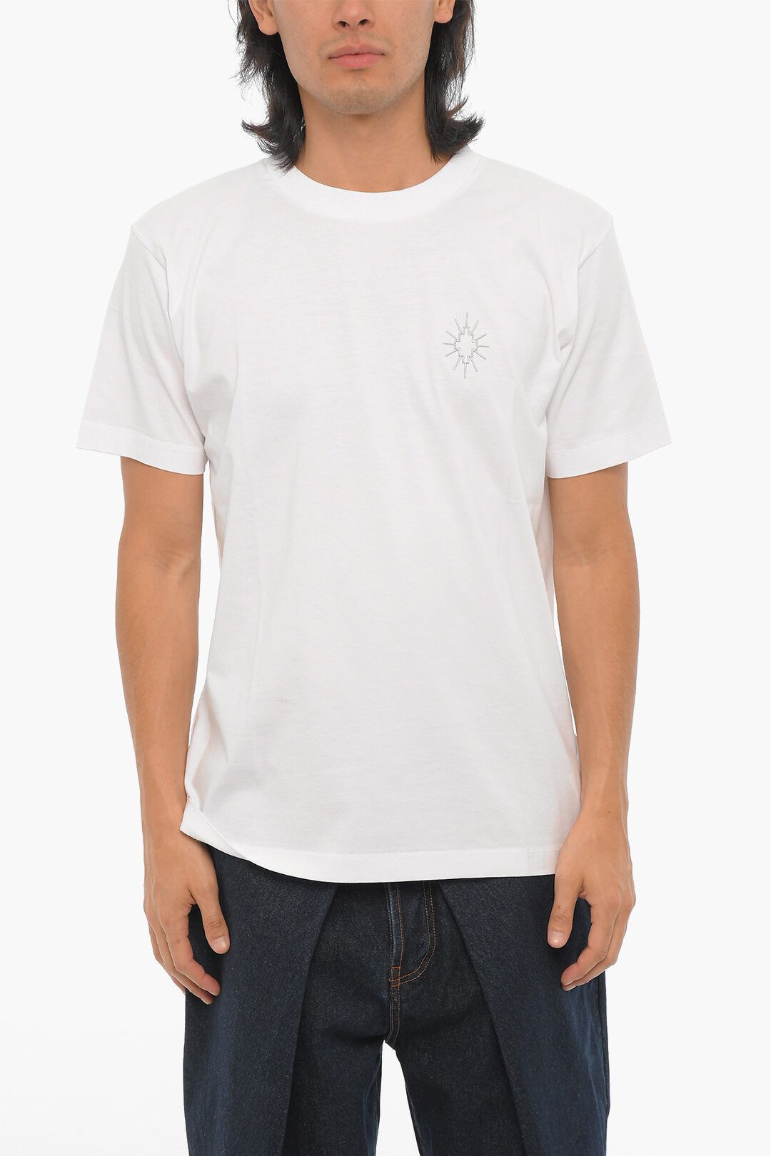 Marcelo Burlon og1mm0824 Eclipse Cross Crewneck T-Shirt in White Size US XXS / EU 40 - 1 Thumbnail