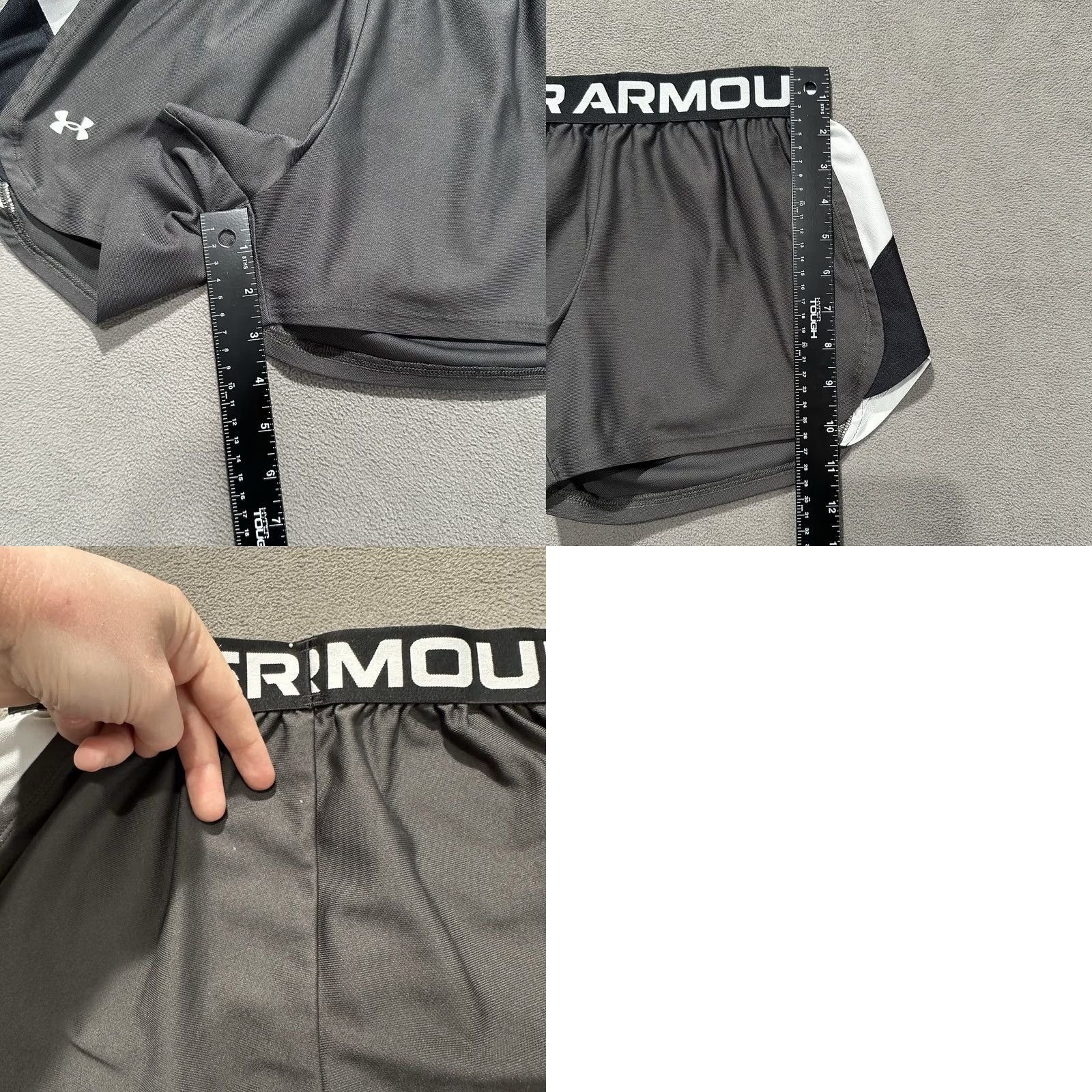 Under Armour Under Armour Shorts Women XS Black White Athletic Running Gym Training Loose EUC Size 26" / US 2 / IT 38 - 8 Thumbnail
