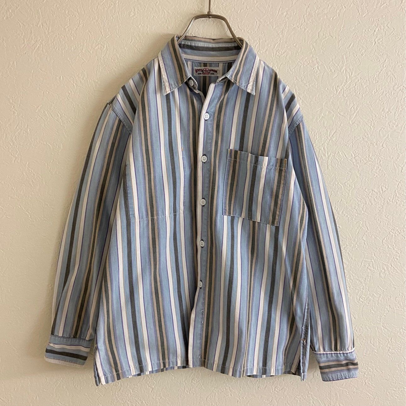 Kapital cotton stripe zipper frill shirt