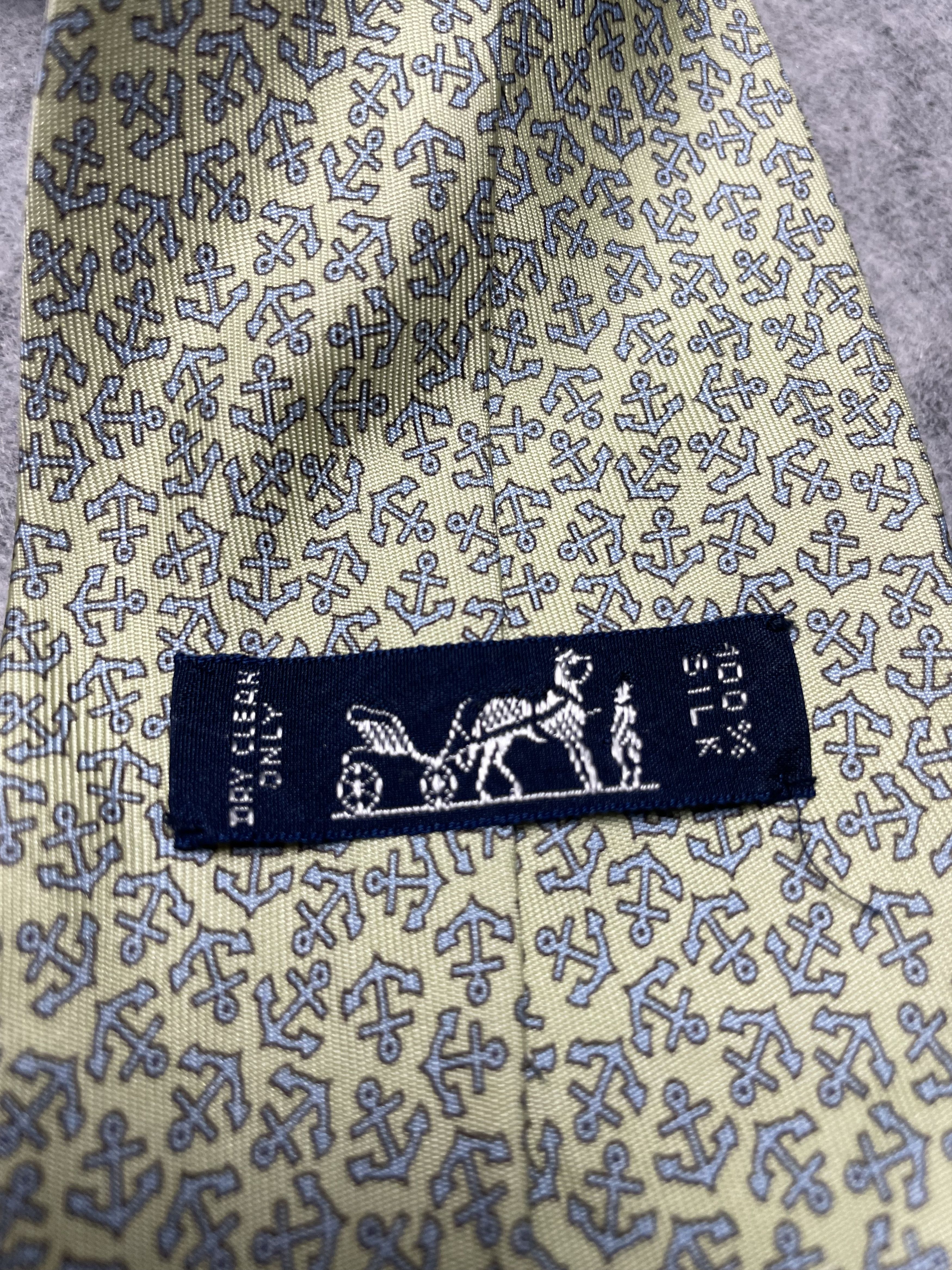 Hermes HERMES Paris 5165 IA Yellow Anchor Print Silk Tie Size ONE SIZE - 5 Thumbnail