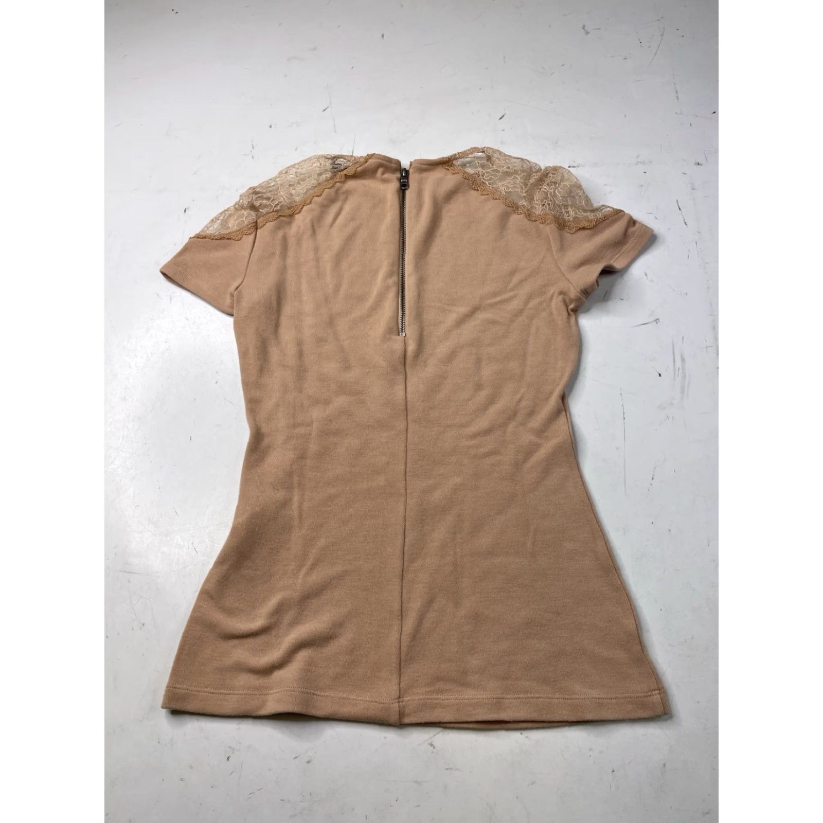 Alice + Olivia Alice + Olivia Lace Shirt Womens XS Dusty Pink Cap Sleeve Zip Back Round Neck Embroidered Zipper Casual Party Wedding Size XS / US 0-2 / IT 36-38 - 7 Thumbnail