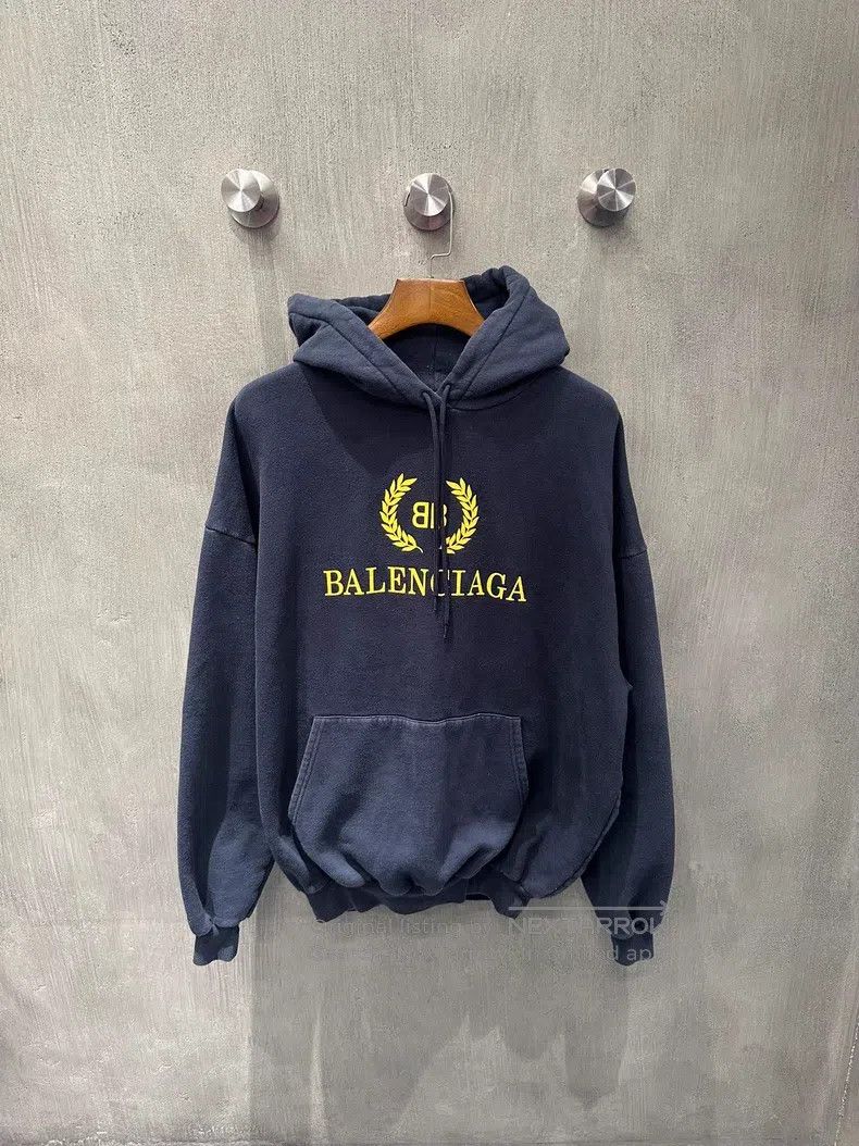 Balenciaga Balenciaga Yellow Wheat Ear Dark Blue Hoodie Size US XS / EU 42 / 0 - 1 Thumbnail