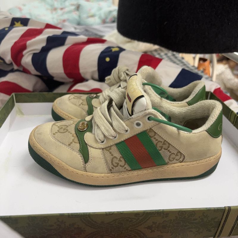 Other Gucci Screener Leather Kids Sneakers in Green - Size US 5 / EU 37 - 1 Thumbnail