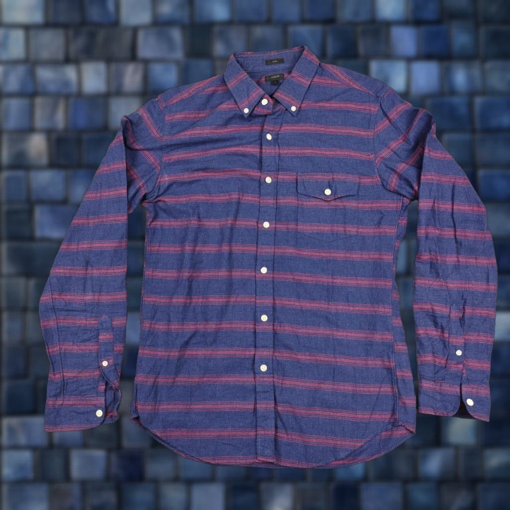 J.Crew J.CREW Shirt Mens Medium Blue Stripe Cotton Slim Fit Button-Down Long Sleeve Size US M / EU 48-50 / 2 - 1 Thumbnail