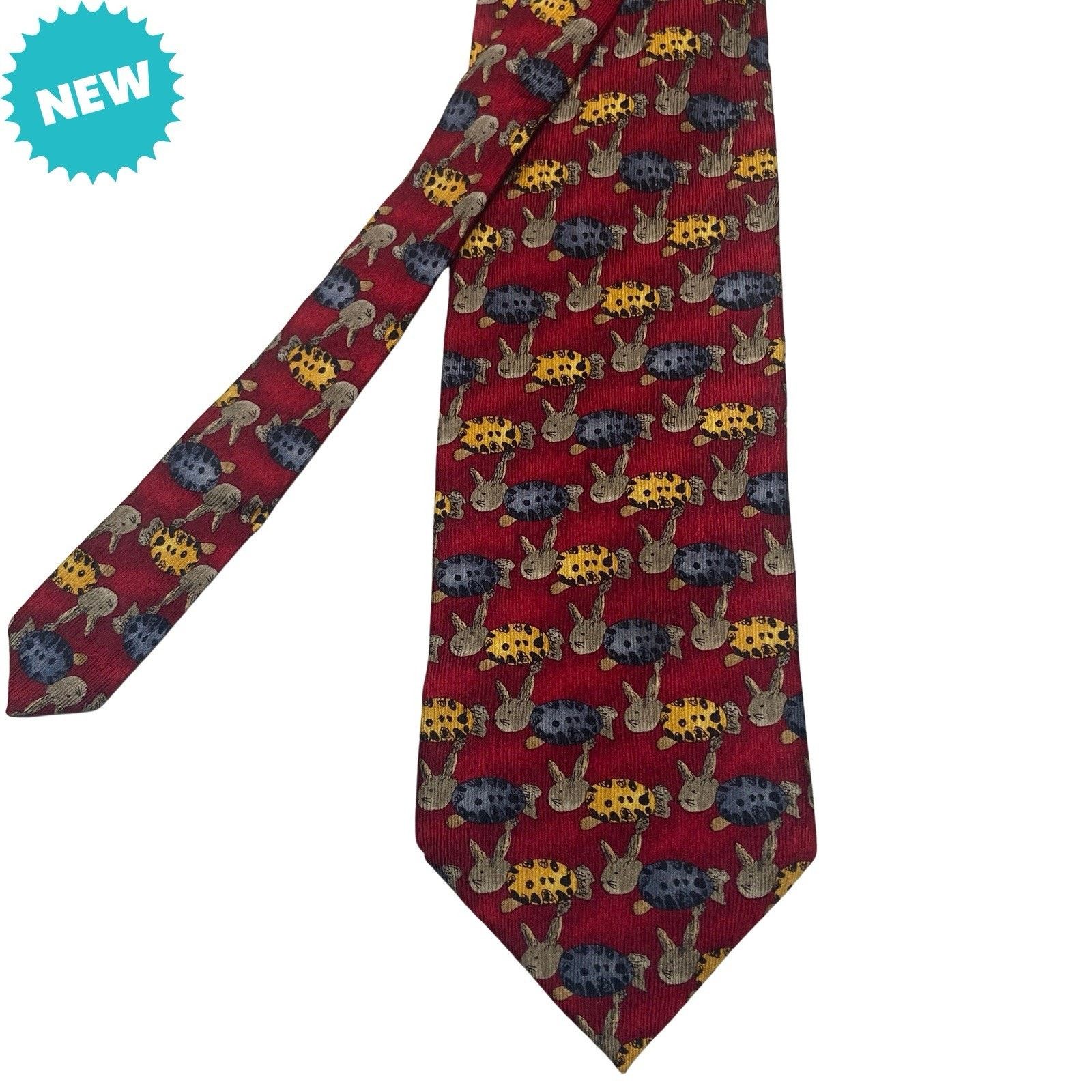 Jos. A. Bank Jos A Bank Silk Tie Miracle Collection Rabbits on Red Size ONE SIZE - 1 Thumbnail