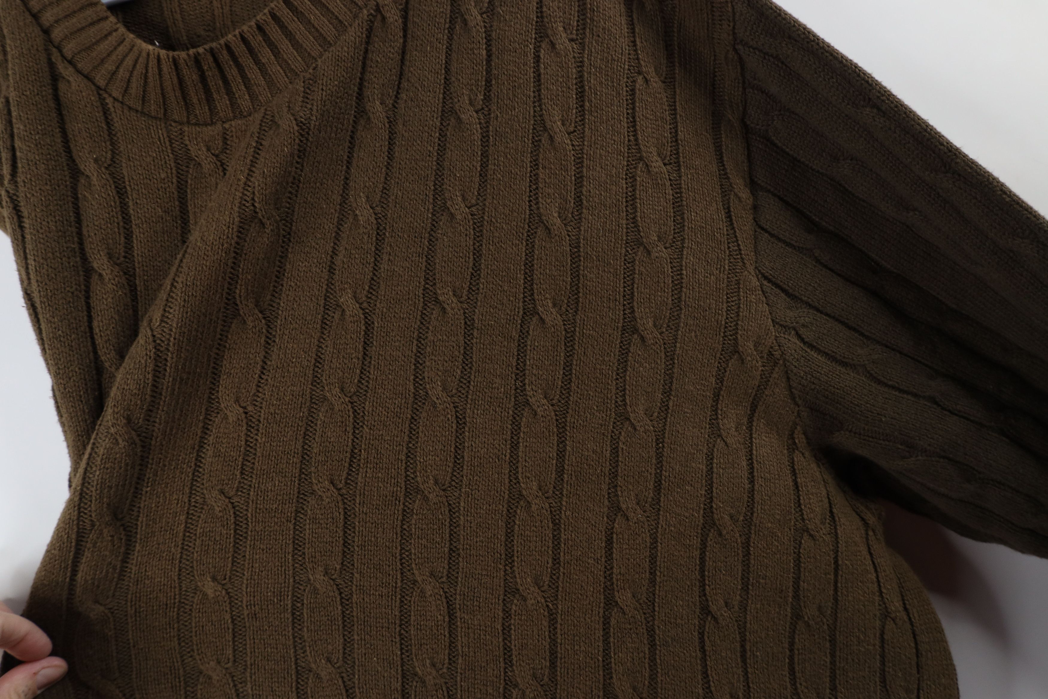 Vintage Vintage 90s Streetwear Faded Chunky Cable Knit Sweater Brown Size US XXL / EU 58 / 5 - 5 Thumbnail