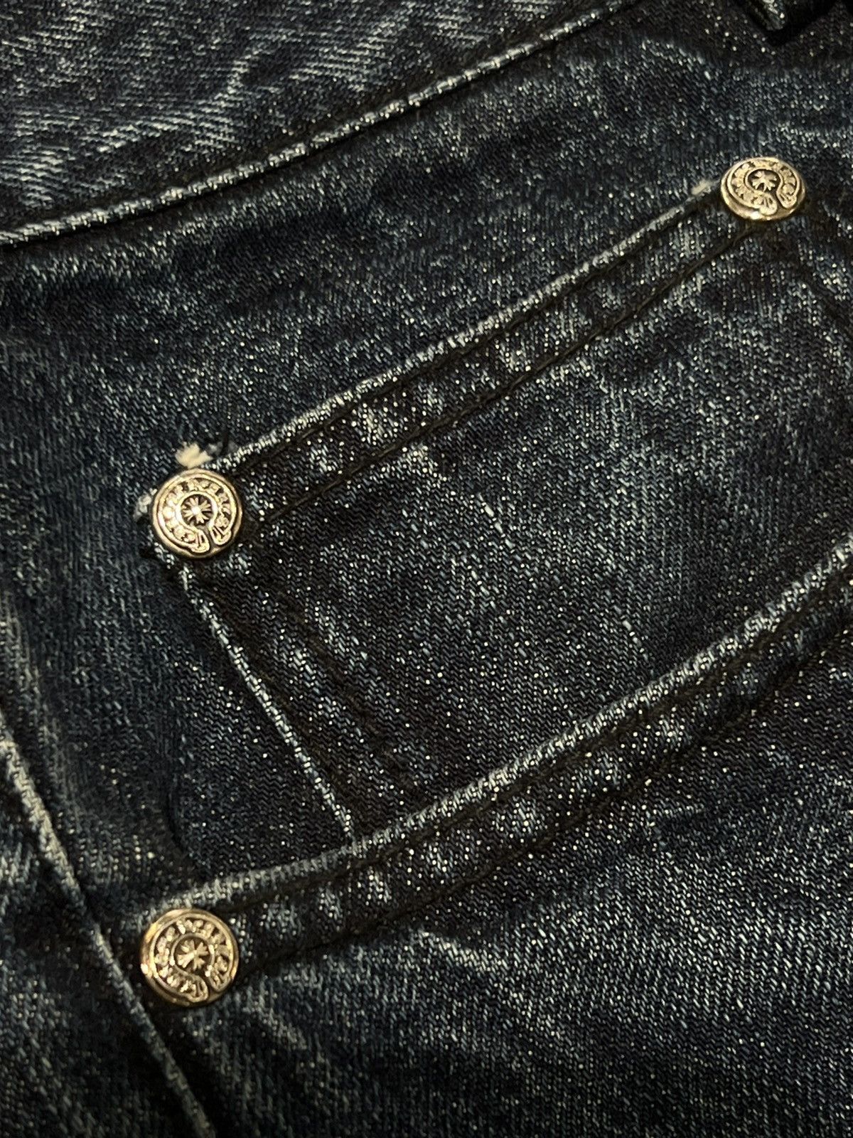 Chrome Hearts Fleur Knee Black Cross Patch Denim Jeans Size US 36 / EU 52 - 14 Thumbnail