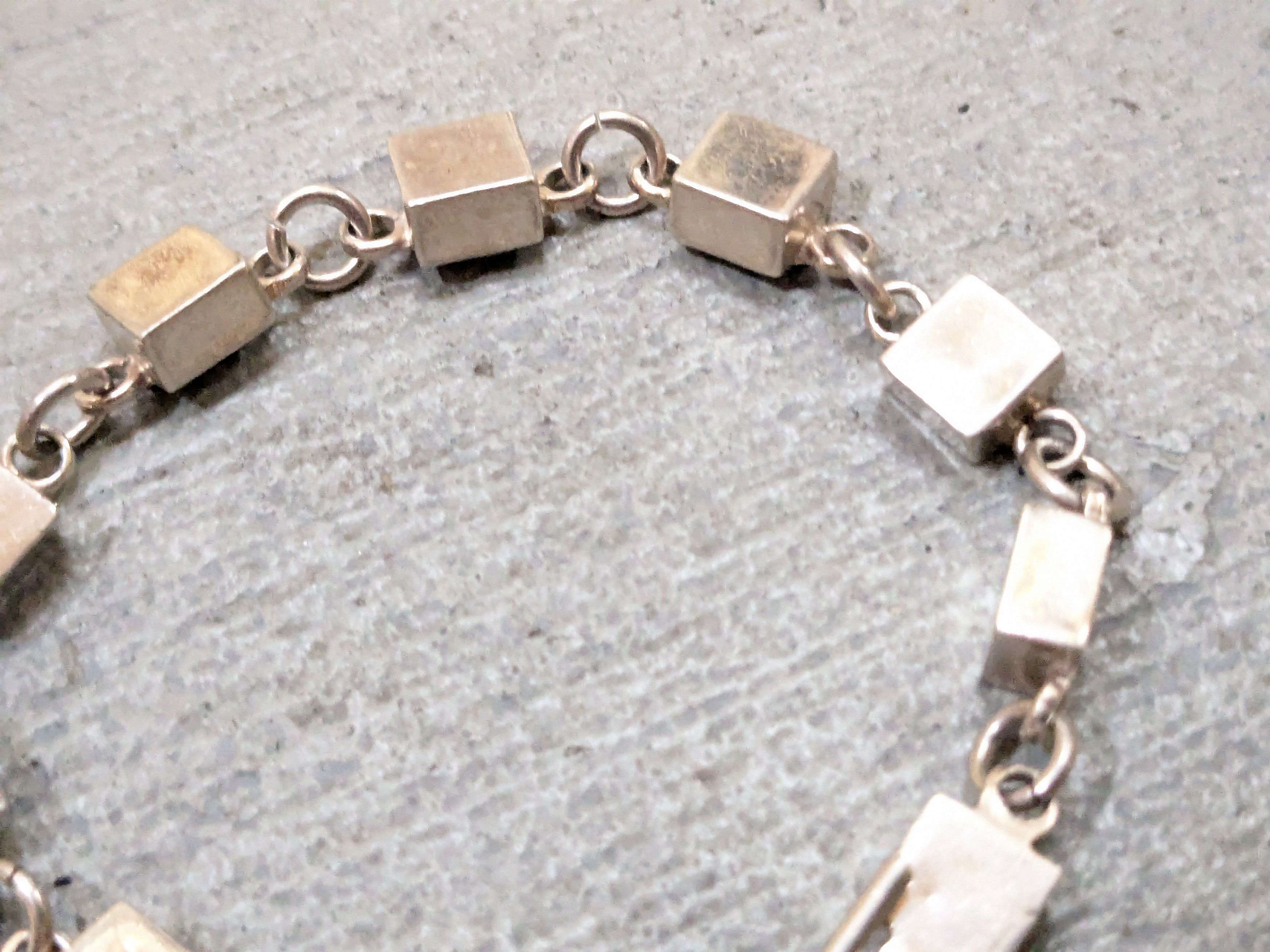Other Vintage Sterling Silver Bracelet Square Chain Link Taxco Size ONE SIZE - 6 Thumbnail