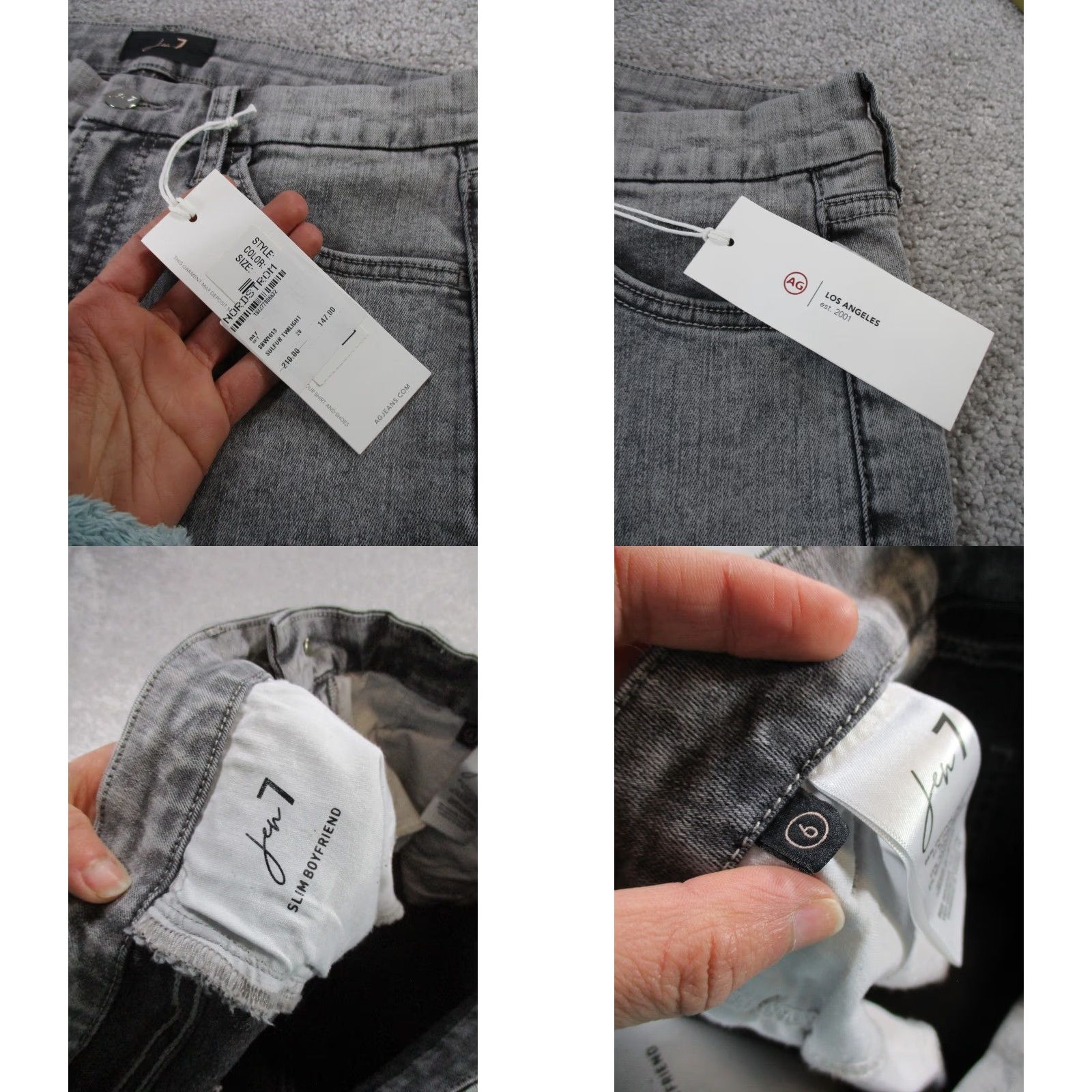 Vintage VINTAGE Adriano Goldschmied Jen 7 Jeans Womens 6 Slim Boyfriend Gray Denim NEW Size 28" / US 6 / IT 42 - 8 Thumbnail