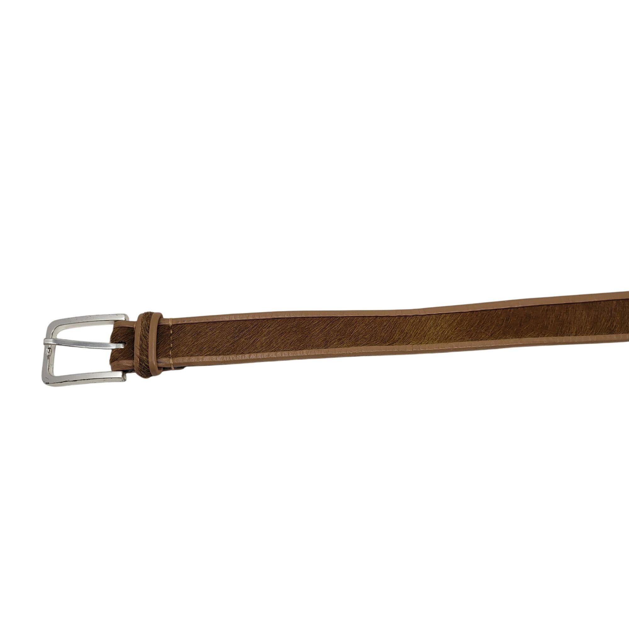 Liz Claiborne Vtg Liz Claiborne Tan Leather Pony Hair Belt Sz XL Cowgirl B Size ONE SIZE - 7 Thumbnail