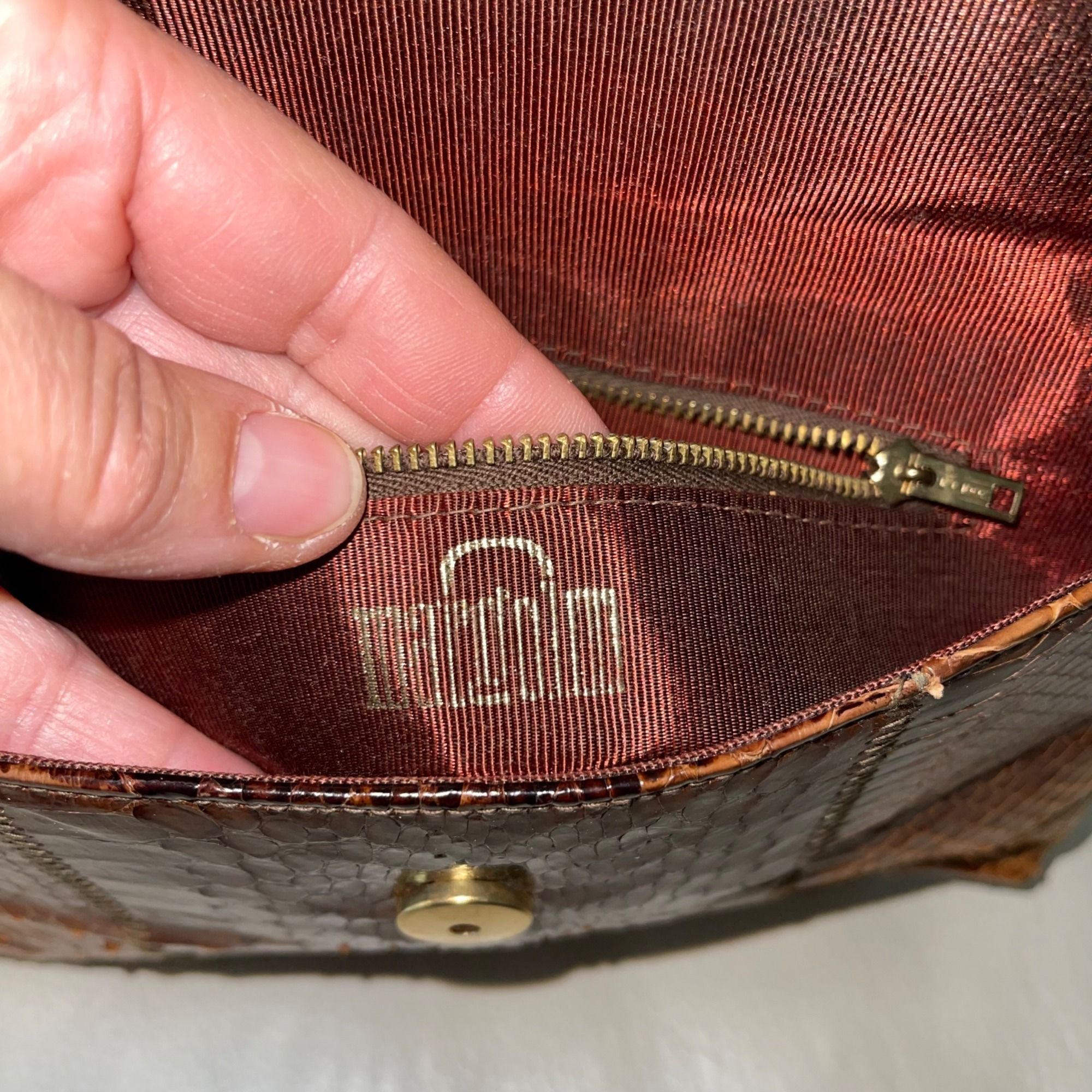 Vintage Margolin Vintage Womens Clutch Bag Brown Snakeskin Size ONE SIZE - 5 Thumbnail