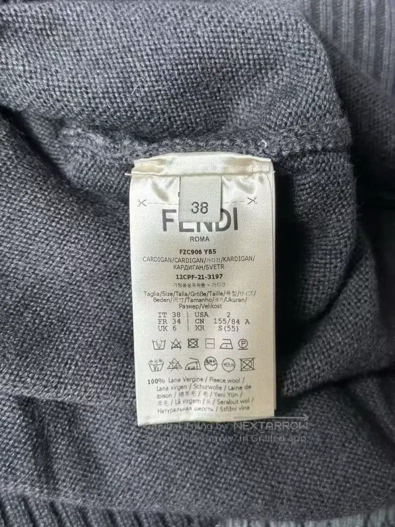 Fendi Fendi Black and Gray Embroidered Logo Wool Cardigan Size XS / US 0-2 / IT 36-38 - 3 Thumbnail