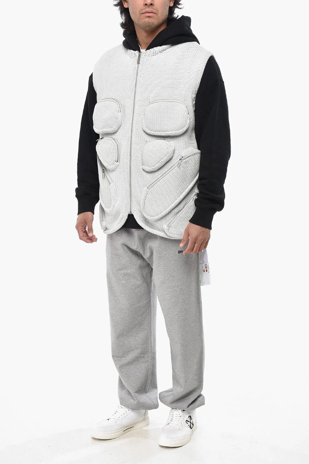 Off-White og1mm0426 Knit Zip-Up Gilet in White Size US M / EU 48-50 / 2 - 4 Thumbnail