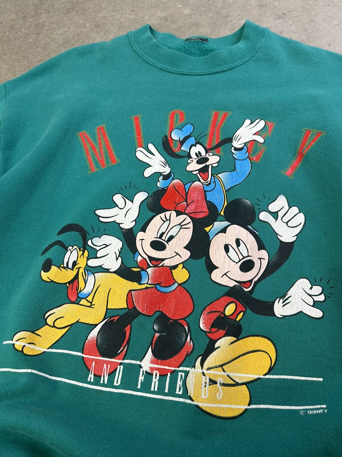 Mickey Mouse × Vintage 90s Mickey Crewneck Vintage Disney California Medium Teal Size US M / EU 48-50 / 2 - 3 Thumbnail